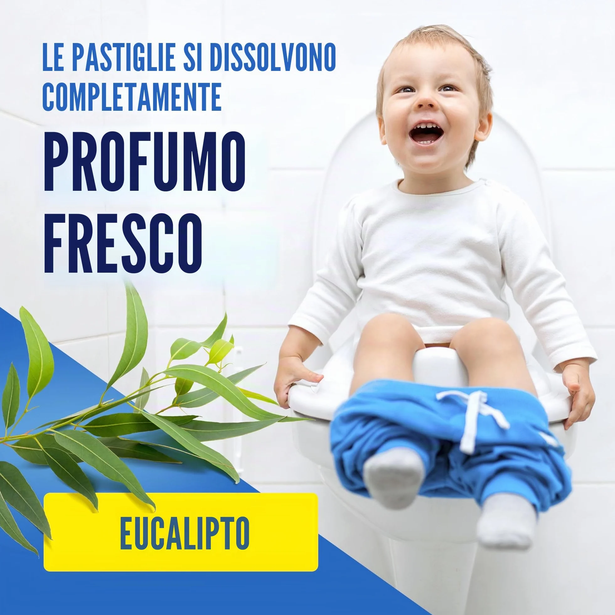 Schede per WC a 3 fasi, formula di eucalipto, fresca, 35 pastiglie