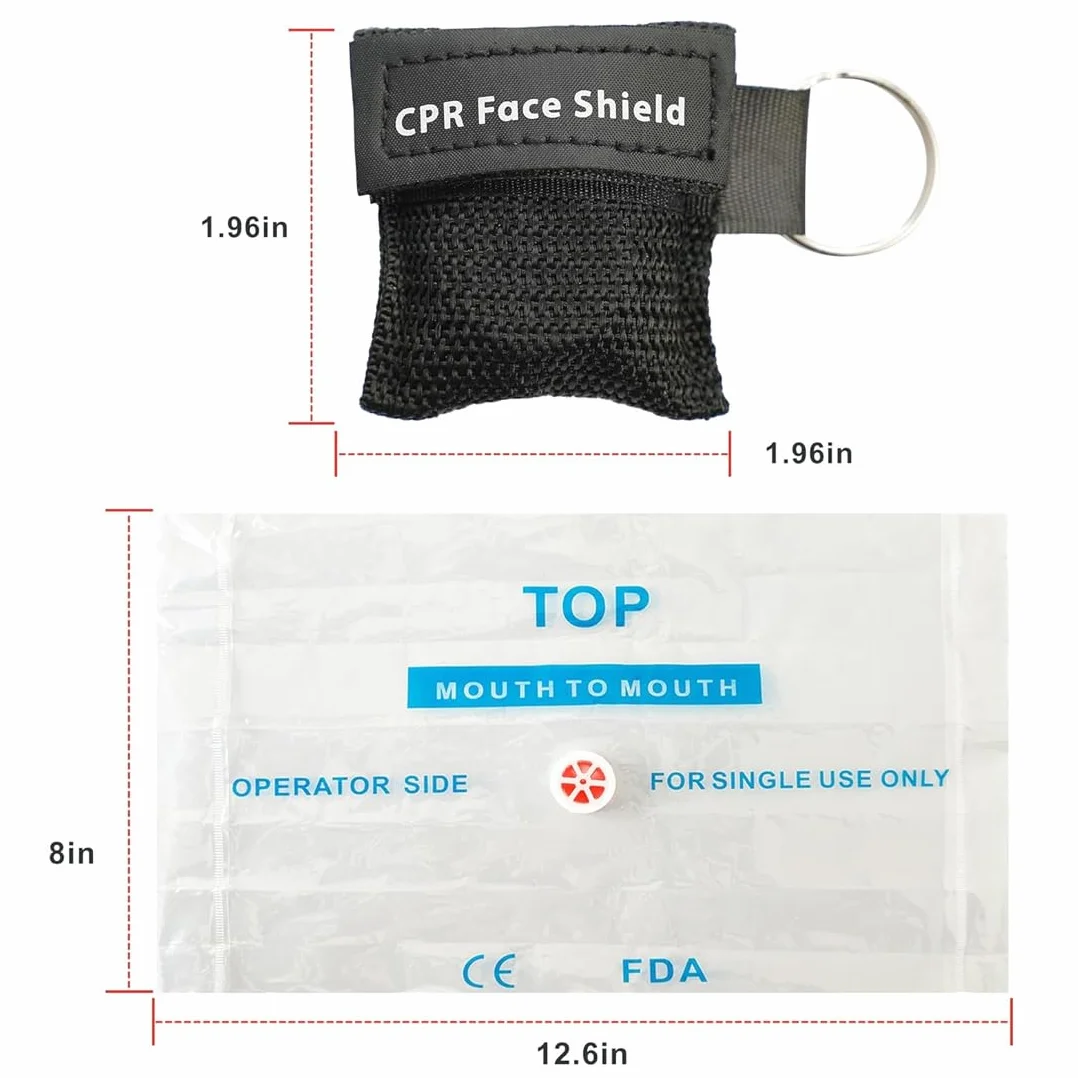CPR Maschera Portachiavi Kit 4 Pezzi Face Shield Respiratore Primo Soccorso Formazione AED
