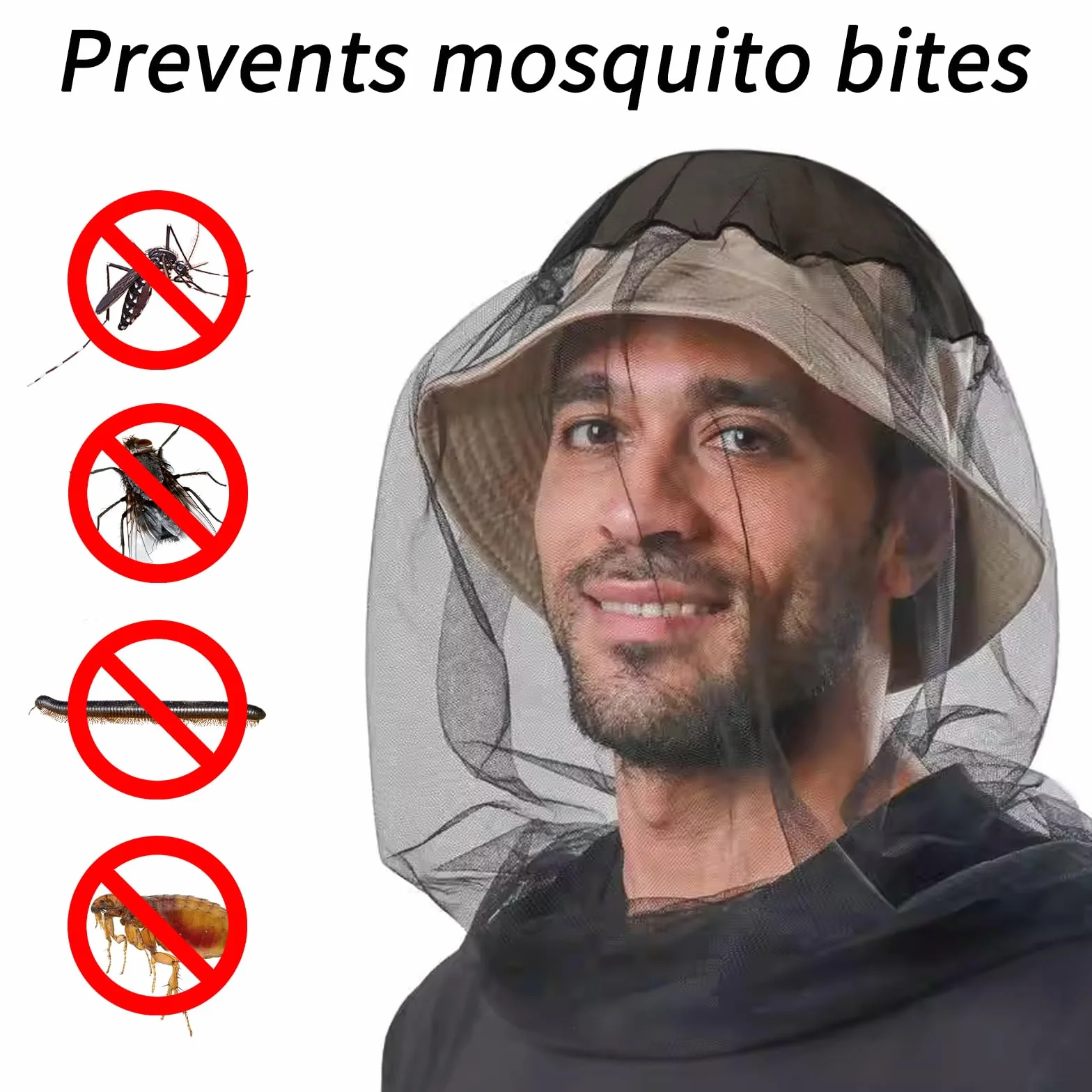 DALAETUS 6 Pezzi Zanzariera Cappello, Rete per Insetti a Maglia Fine, Antimalvagio per Outdoor, Pesca, Campeggio