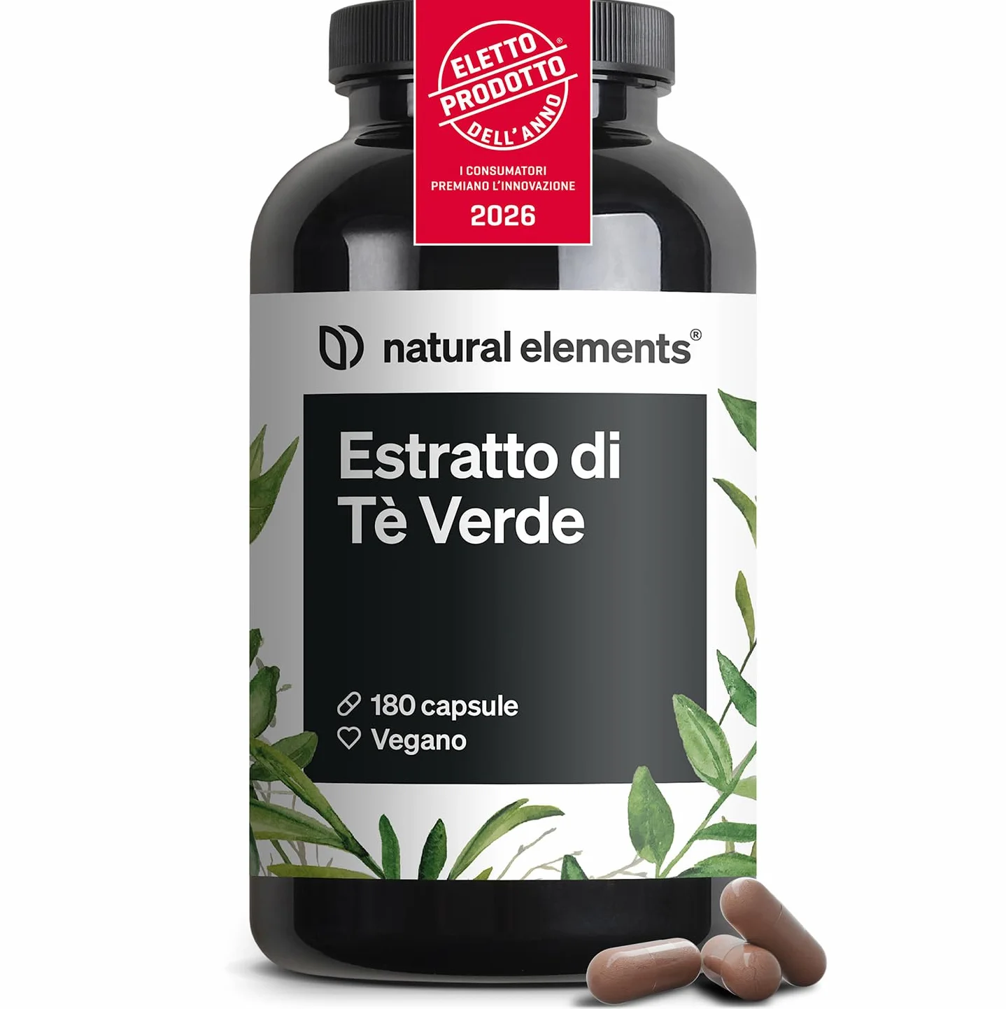 Estratto di tè verde 1998 mg per dose giornaliera – 180 capsule – con ECGC e polifenoli – vegano, alto dosaggio, zero additivi – prodotto e testato in laboratorio in Germania