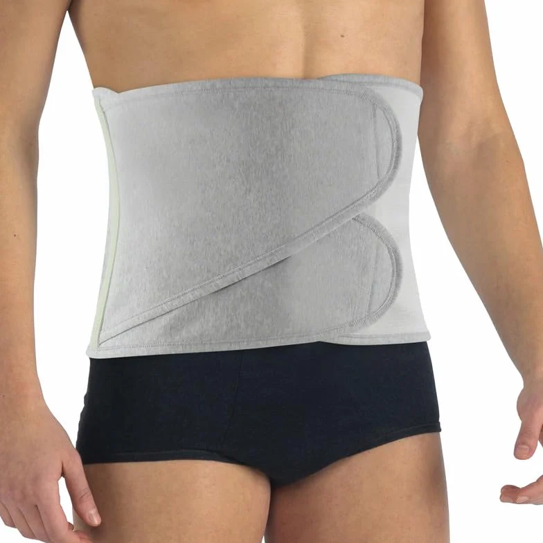 PAVIS - Fascia Addominale Anatomica Unisex – Regolabile – Post-Operatorio, Post-Parto per Contenzione Addominale – Traspirante e Anallergica - Colore: Grigio Melange - Taglia L – Made in Italy