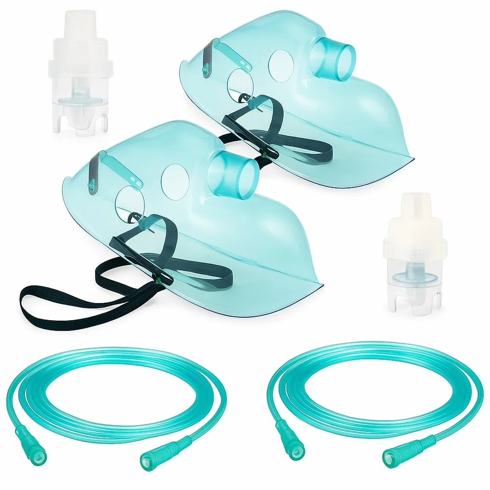 Kit Ricambi Universale per Aerosol con Maschera, Ampolla, Tubo 2 m, Filtro – Compatibile con Tutti i Modelli