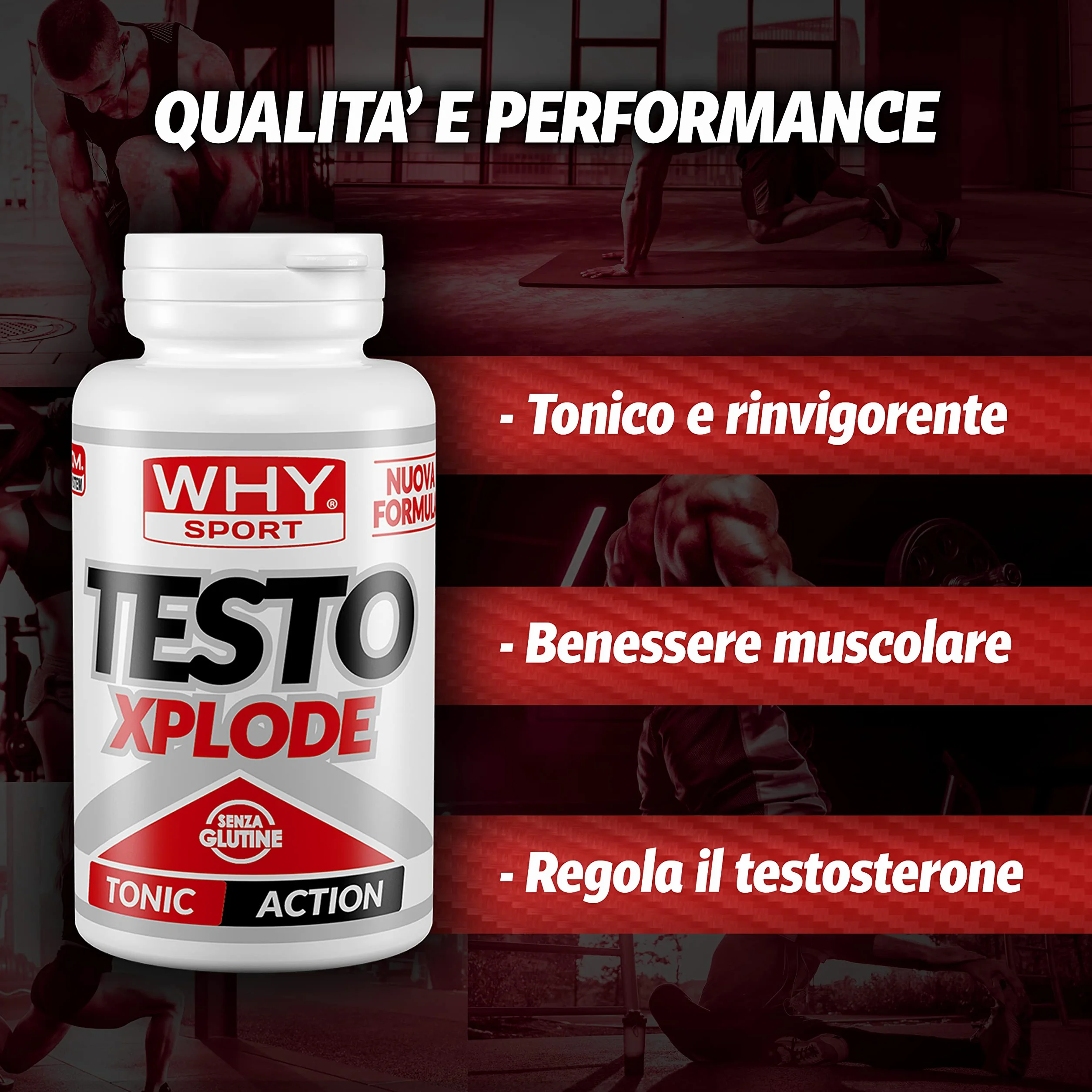 WHY SPORT TESTO XPLODE - Pre Workout - Integratore Alimentare Con Ashwagandha - 90 Compresse