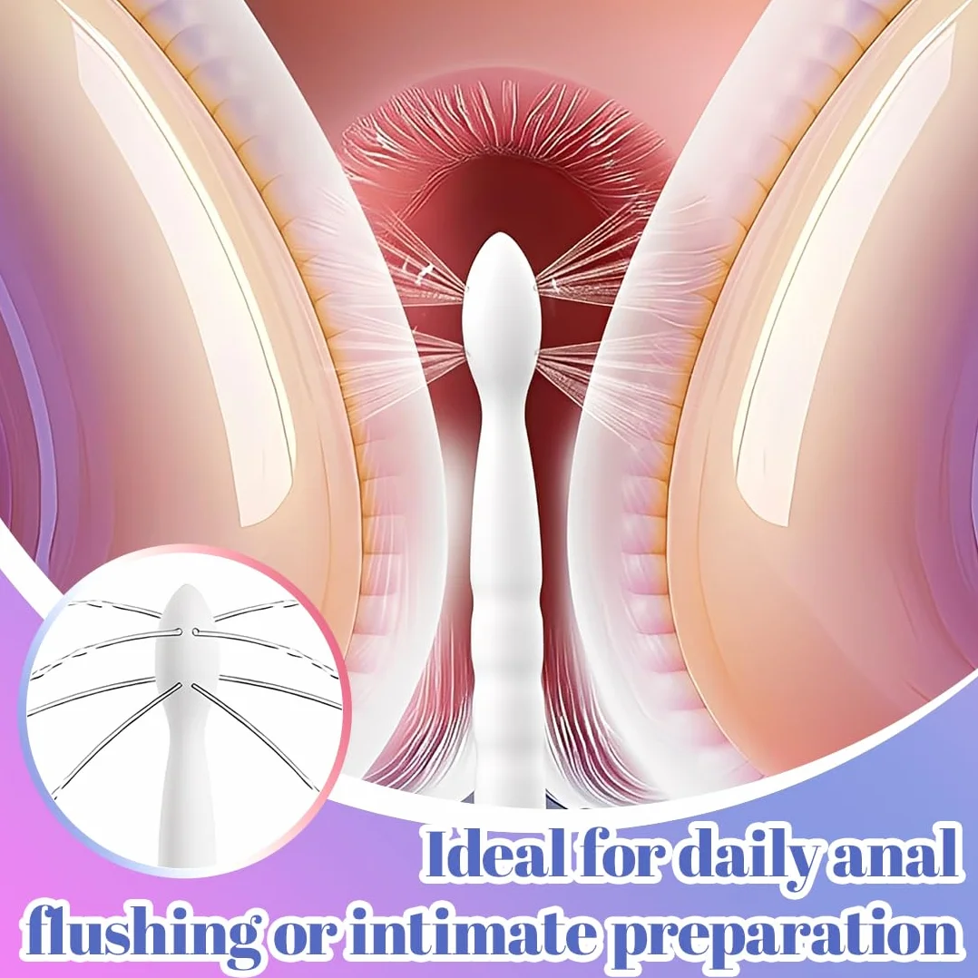 1 Pezzo Pulitore Vaginale Con 8 Fori,Silicone Doccetta Anale,Doccino Anale,Per la Pulizia Anale Colonic Sistema,Per Coppie Gay, Uomini e Donne(Bianco)