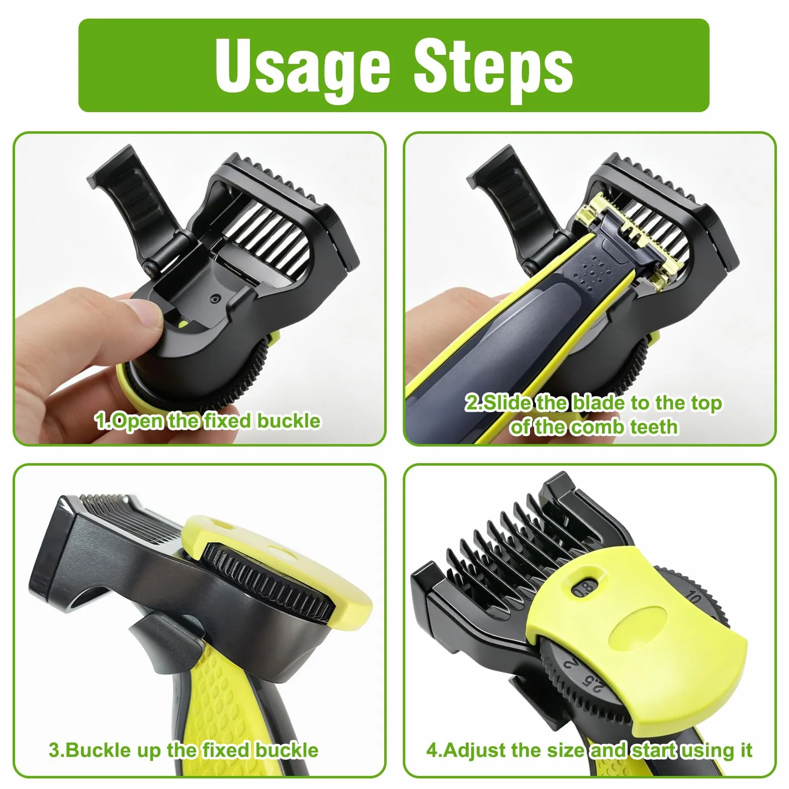Philips Oneblade Testina di Ricambio con Pettine Regolabile 14 Lunghezze 0,4-10 mm per Rasoio Barba e Corpo