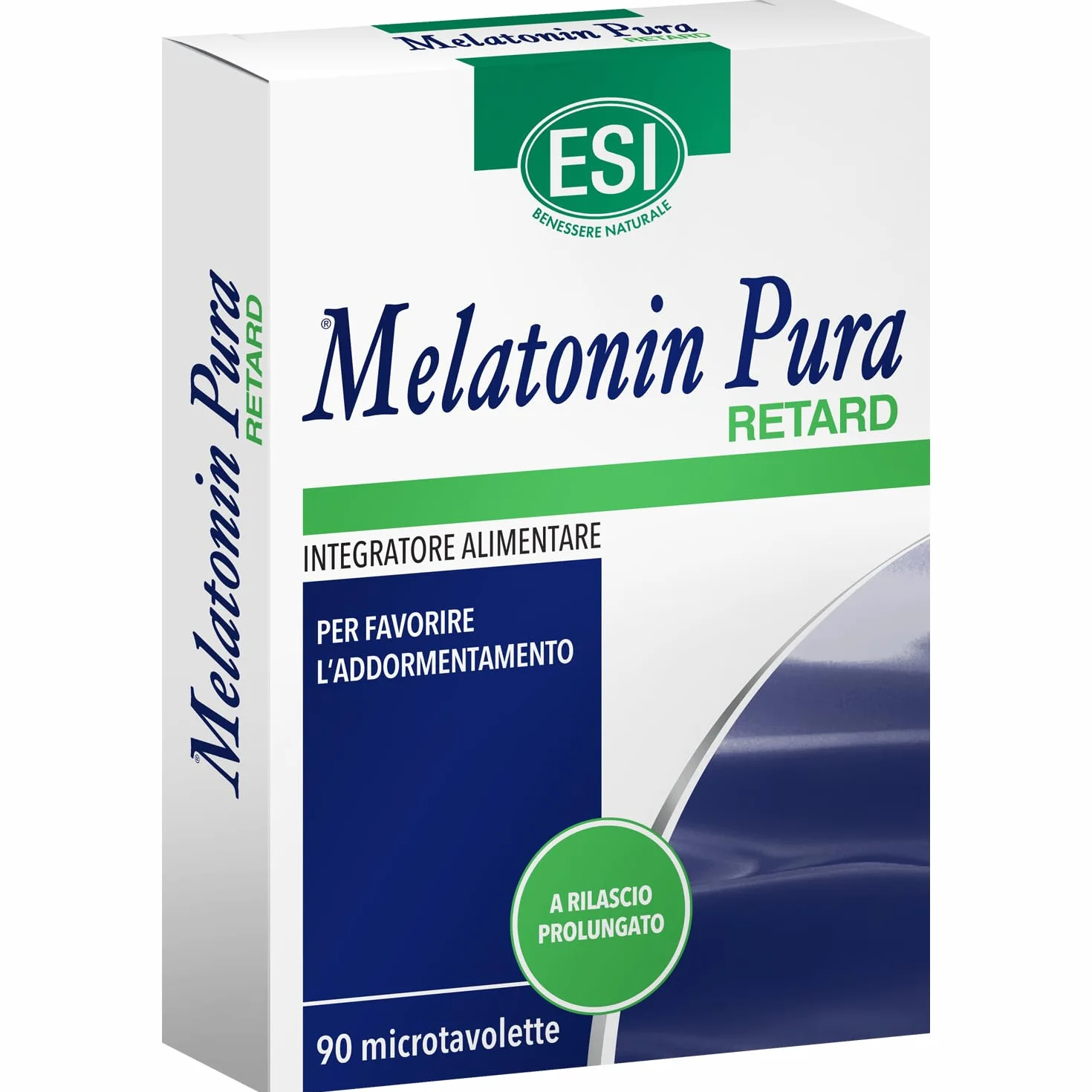 ESI Melatonina Pura Retard Integratore Alimentare Rilascio Prolungato 90 Microtavolette Senza Glutine Vegan