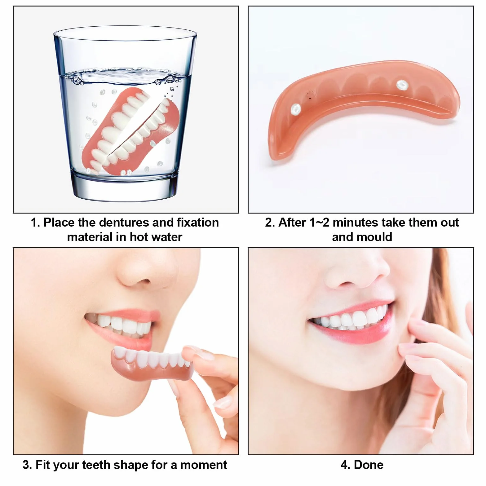 EUPSIIU Faccette Istantanee Denti Finti Cosmetici, Protesi Dentale Superiore Inferiore per Sorriso