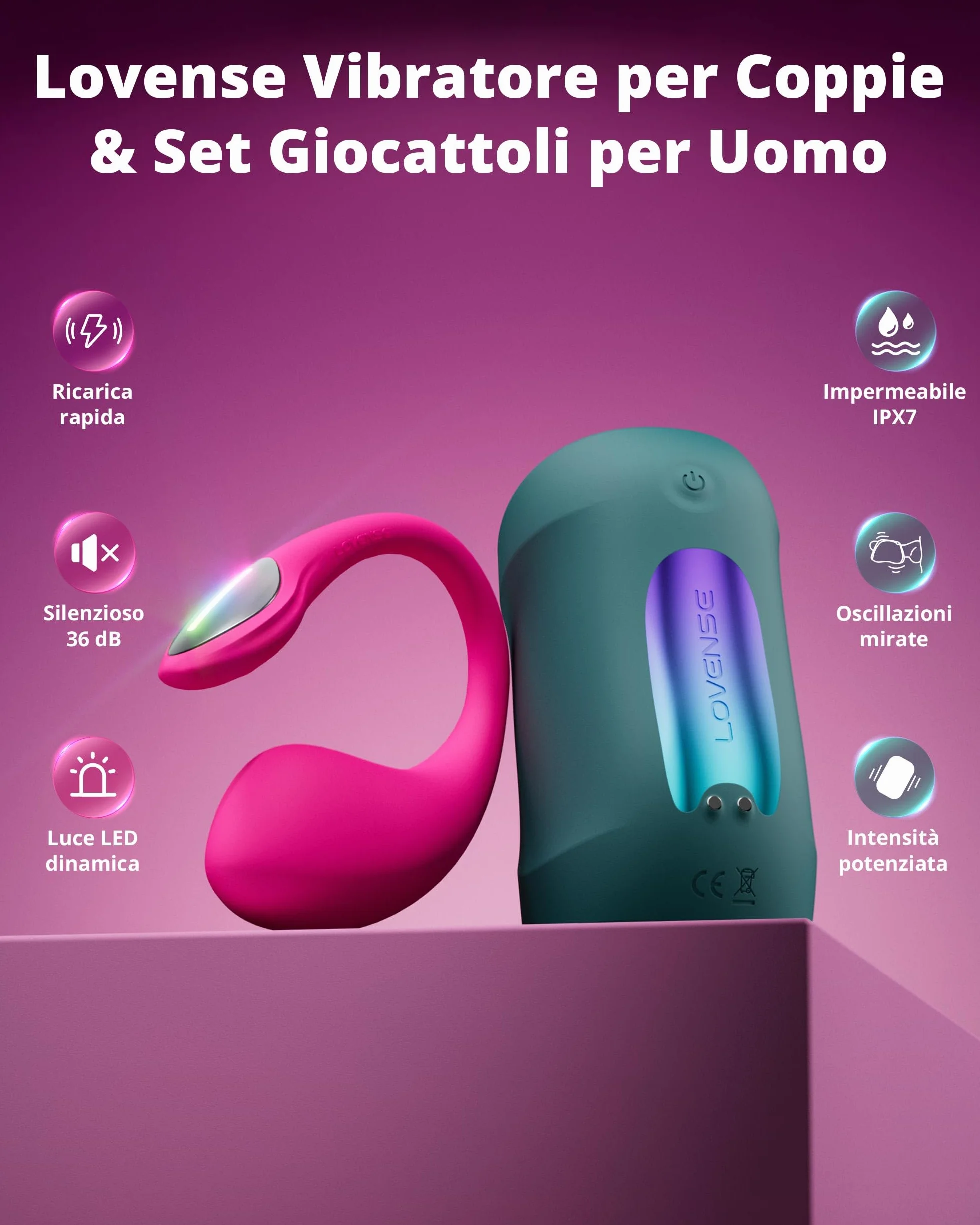 LOVENSE Lover Set Kit BDSM, toys sessuali per coppie, Vibratori Telecomandati via App – Lush 4 Sex Toy Indossabile Punto G, Gush 2 Masturbatore Maschile e Accessori, Regalo Premium per Uomo Donna