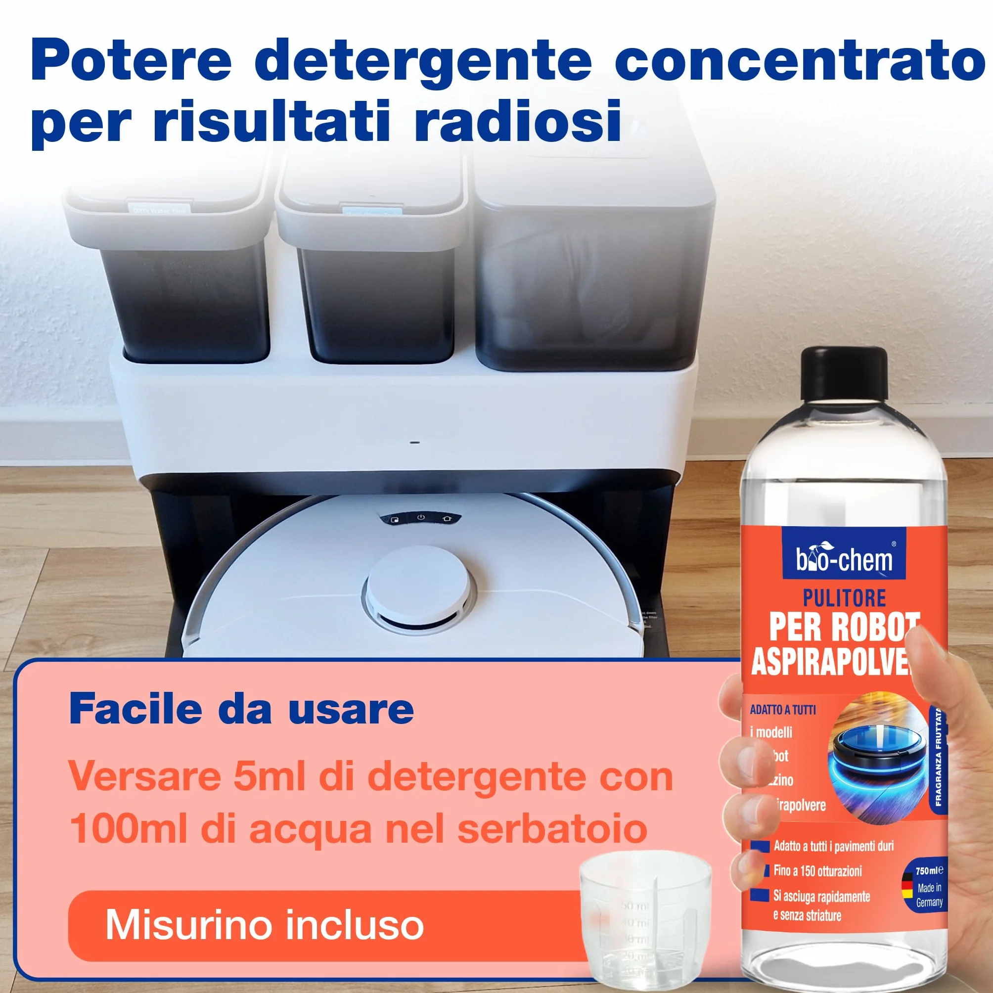 Detergente per pavimenti per Robot Hoover 0,75L + Bicchiere di misurazione