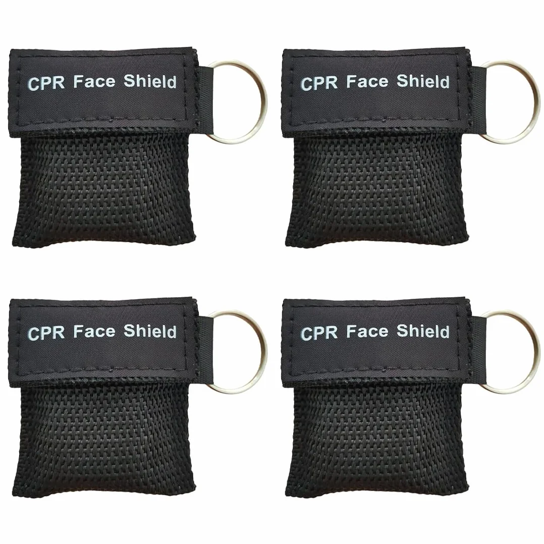 Pocket Mask Primo Soccorso 4 Pezzi Maschera Respirazione Portachiavi Nero