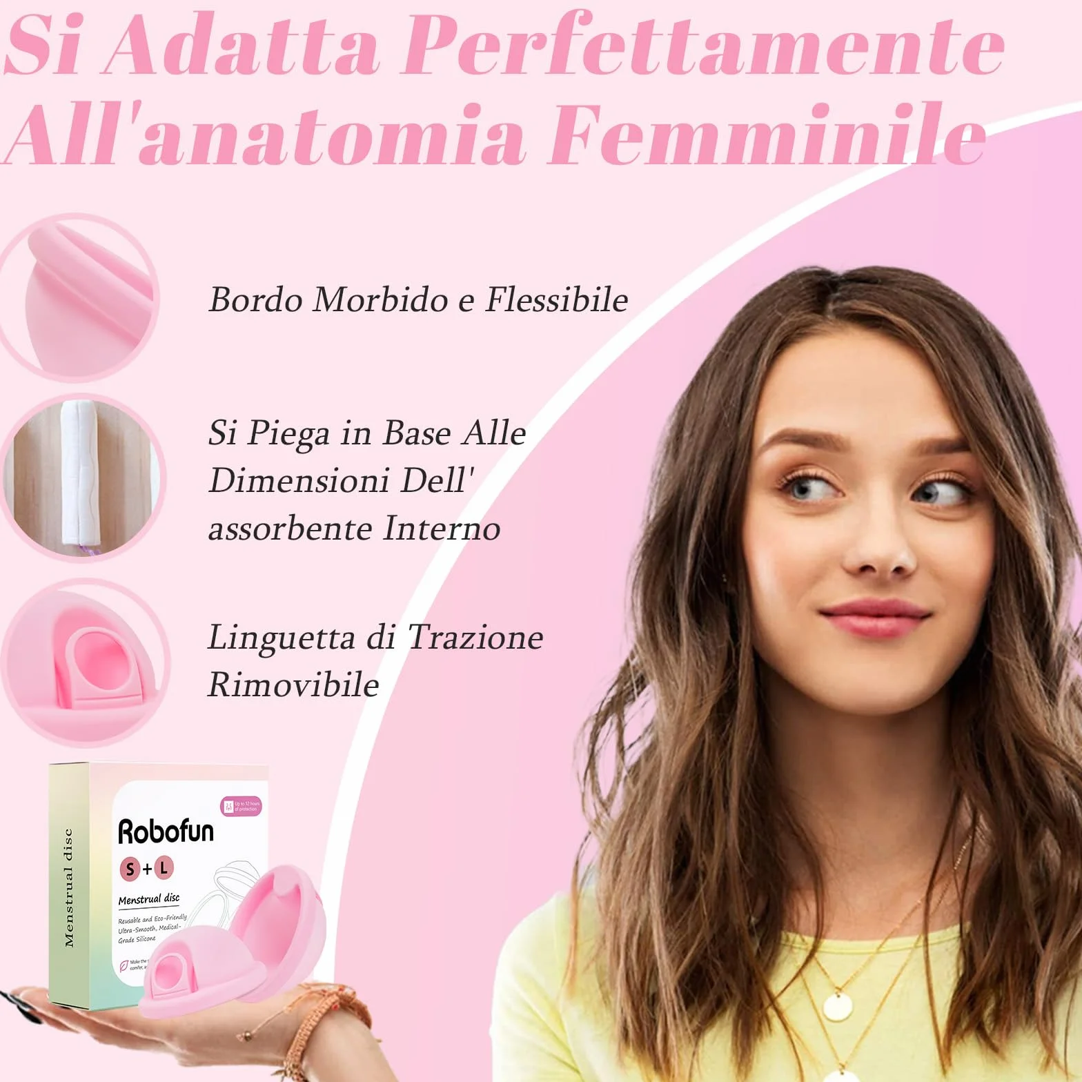 Coppetta Mestruale, 2 Pezzi (S+L) – Coppetta Mestruale Riutilizzabile in Silicone Medico 100% per Tutti i Periodi Mestruali, Senza Rischio per lo Sport e il Nuoto - Rosa