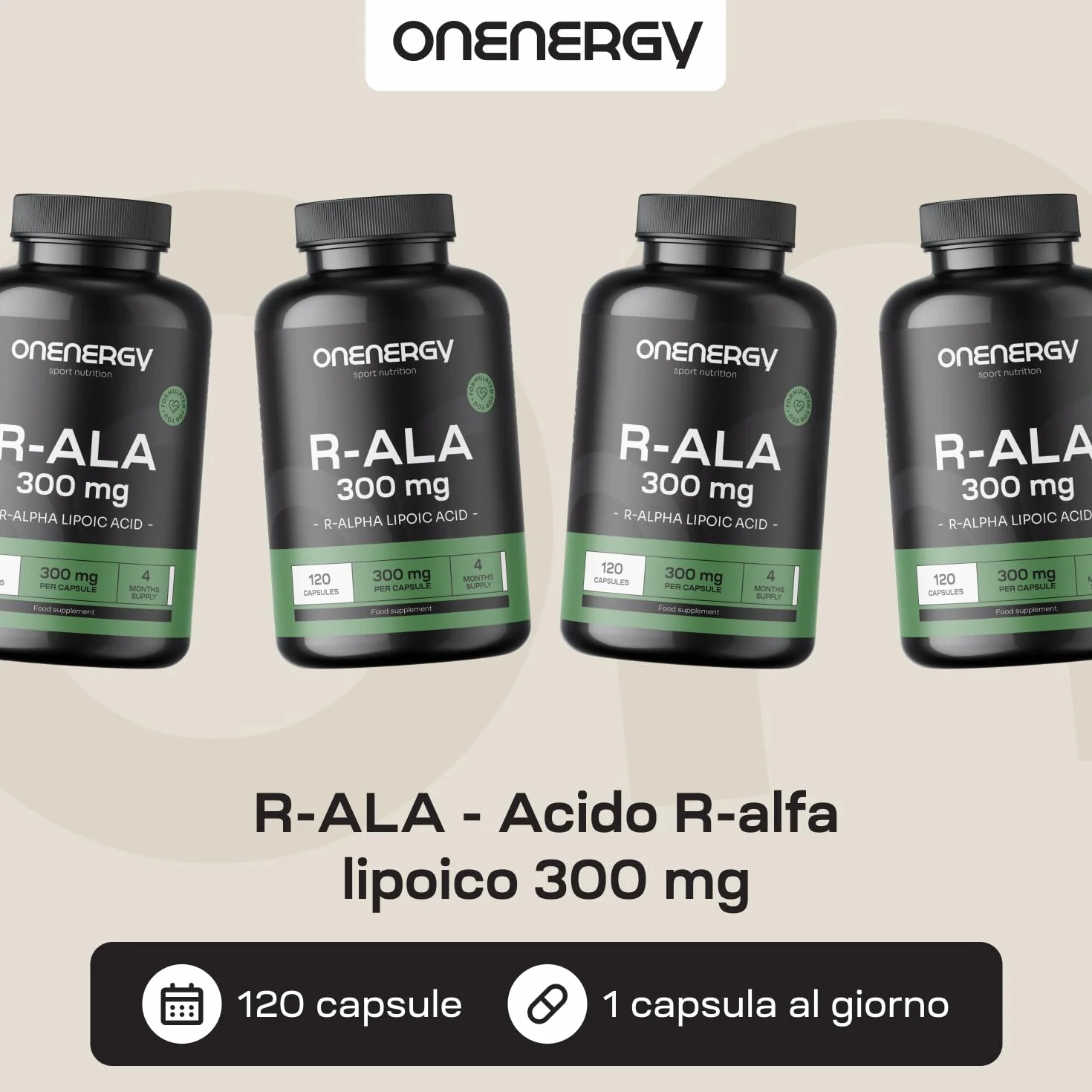 Acido R-alfa Lipoico 300 mg 120 Capsule Vegetali R-ALA