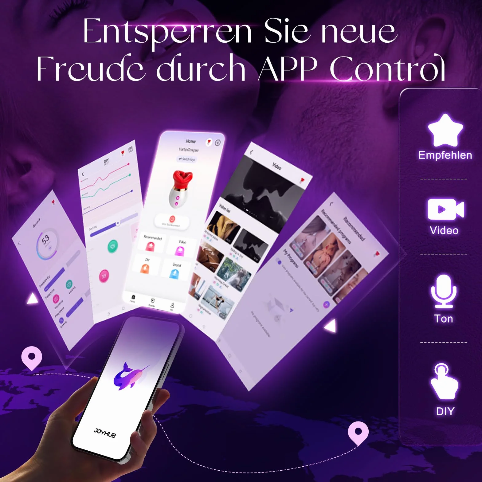 Vibratoreper Donna Clotoride mit APP, Succhia Clotoride per donna Vibratore, Sexytoysys donna Vibratori Stimolatore Femminile Rotazione a 360 gradi con modalità 3x10 Vibratore Donna Sex Toys