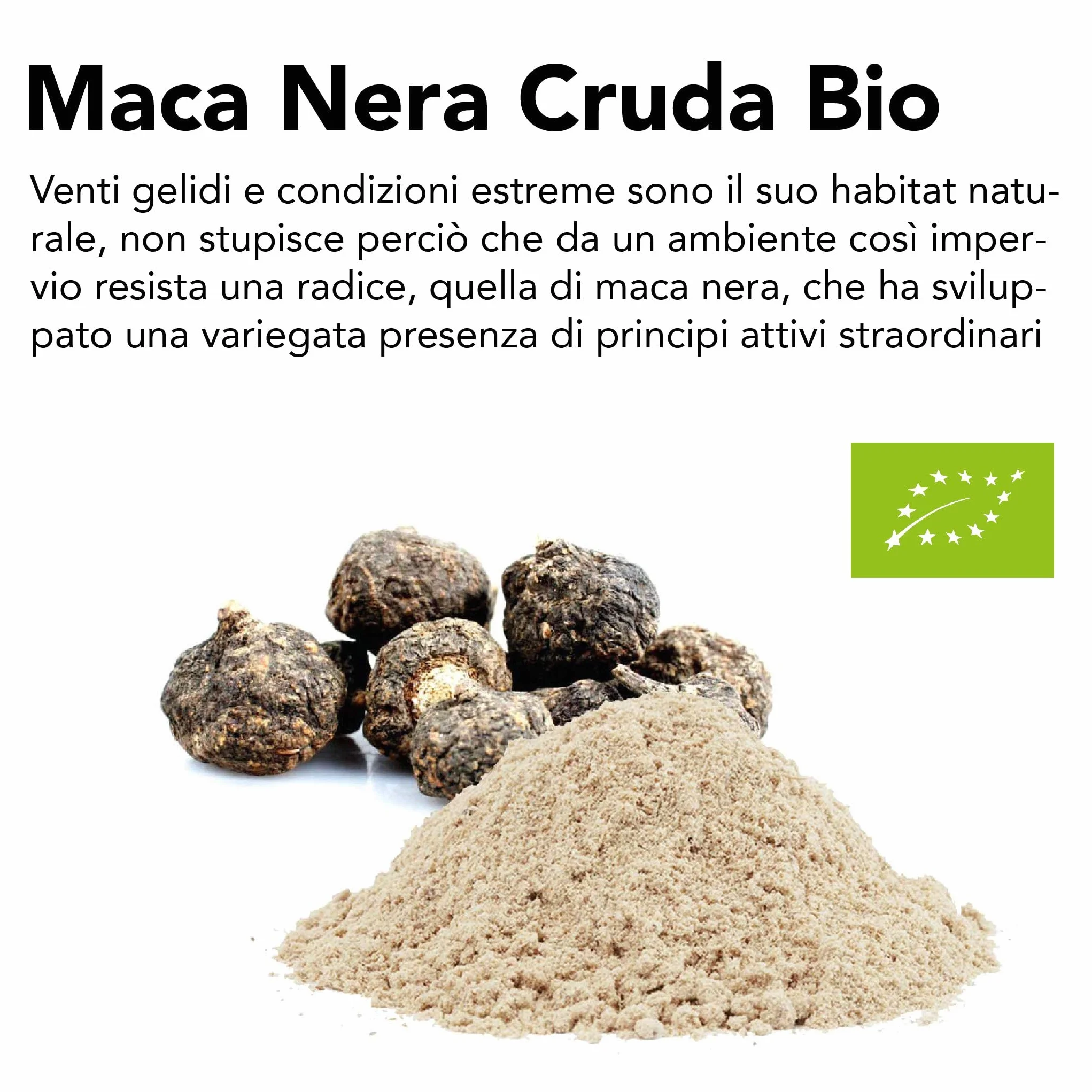 Cibocrudo Maca Nera Delle Ande In Polvere Biologico, Black Maca Powder Raw Organic, Provenienza Perù, Pura Al 100%, Fonte Di Amminoacidi, Acidi Grassi, Calcio, Fosforo, color Beige, 150 g