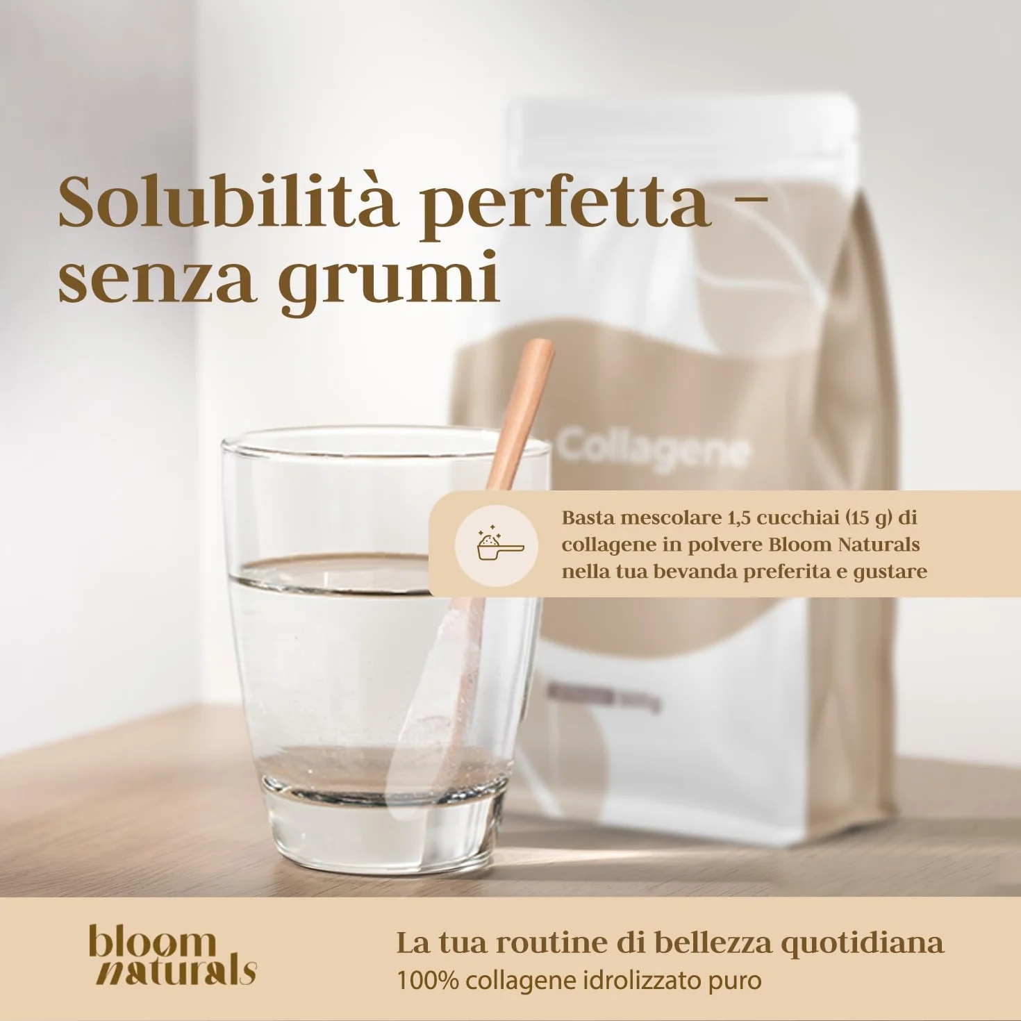 Collagene in Polvere 500g Idrolizzato con Vitamina C Gusto Neutro 33 Porzioni Bovino Peptidi Prodotto in Germania