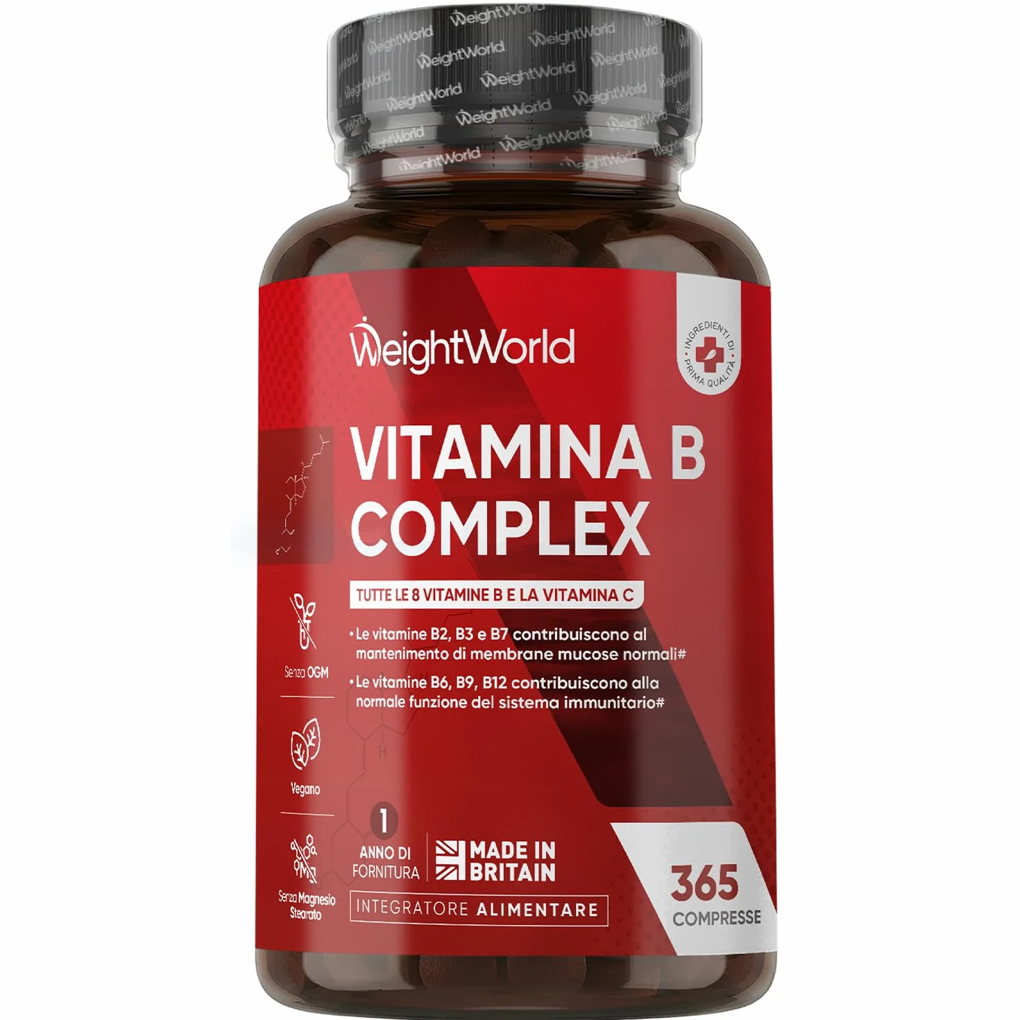 Vitamina B Complex 365 Compresse Vegane con Biotina Acido Folico Vitamina B12 B1 B3 B4 B5 B6 C