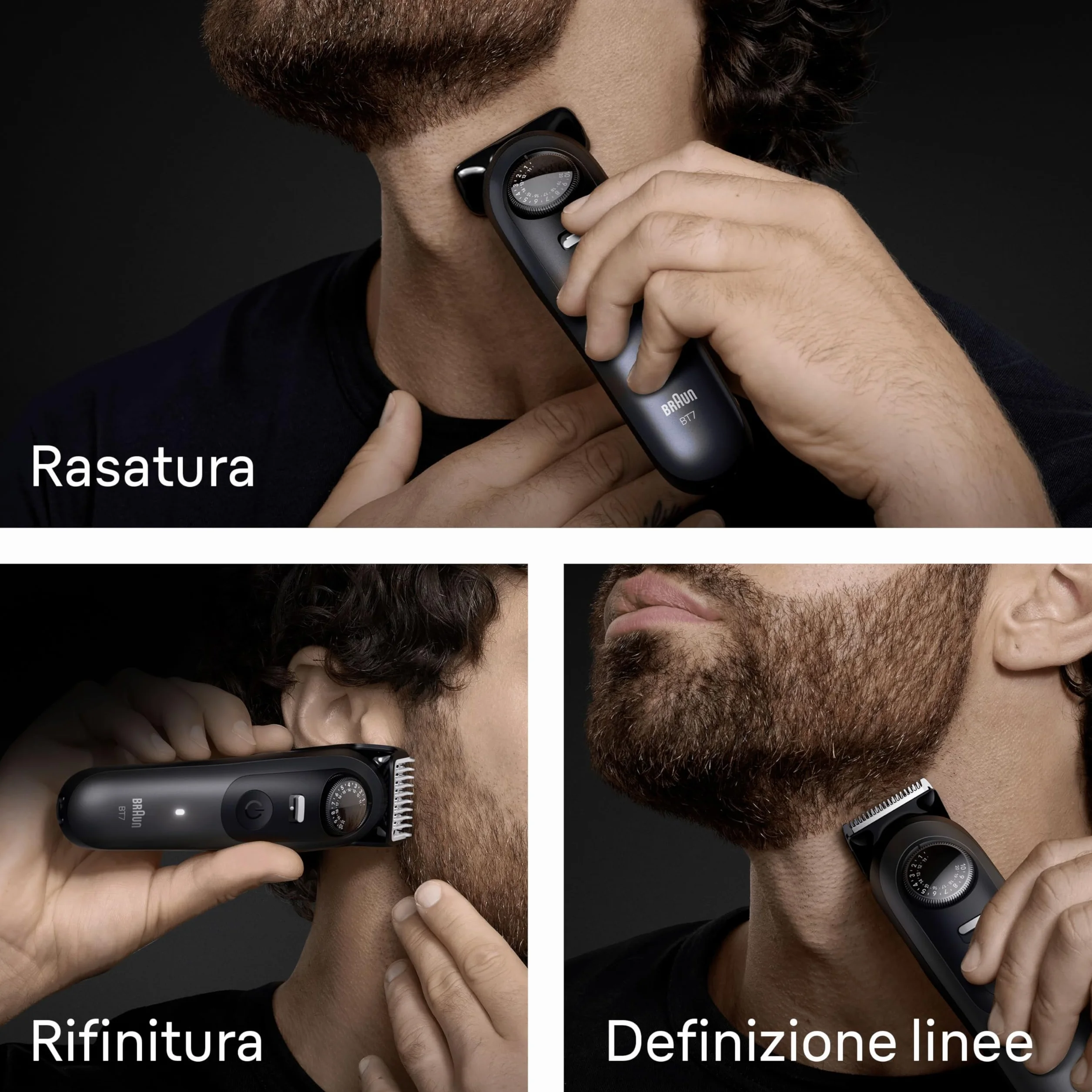 Braun Series 7 Regolabarba Uomo, Lama Problade Affilata a Vita, 120 Minuti Autonomia, Impermeabile, 40 Lunghezze, Bt7525, Grigio
