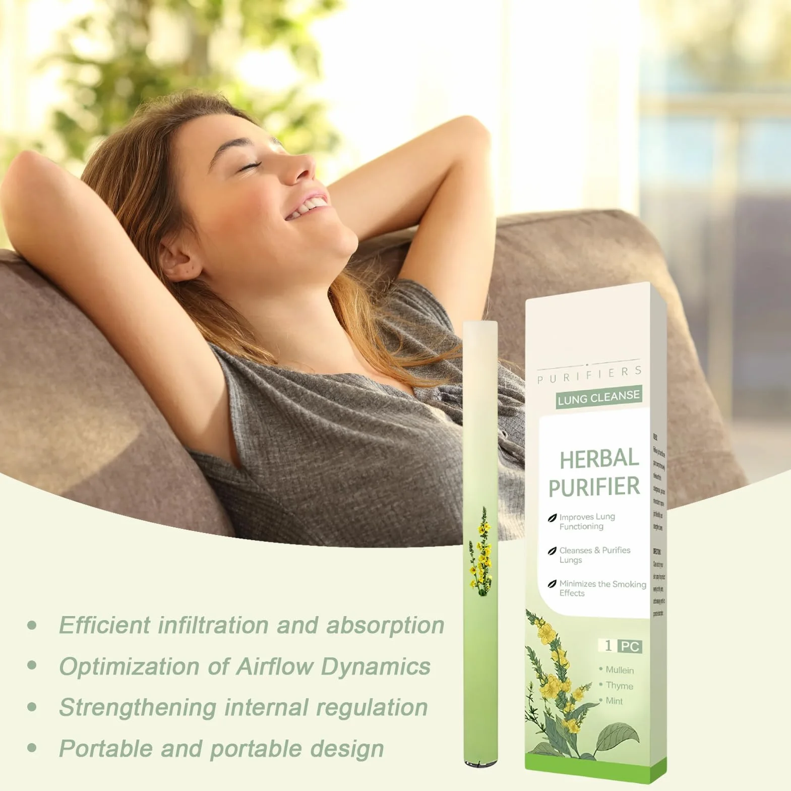 2 Purificatori Polmonari a base di Verbasco, Diffusori a Penna a Bases di Erbe Migliorati per Alleviare lo Stress, Inalatori Naturali per Respirare Meglio, Diffusore a Base di Verbasco Botanico