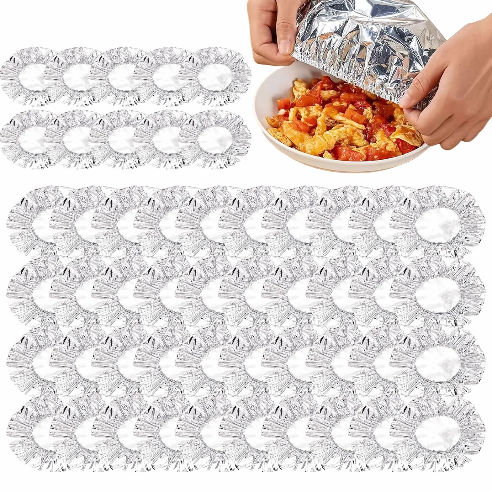 Foil Wrap Coperture in alluminio riutilizzabili 50 pezzi per alimenti sigillante termico