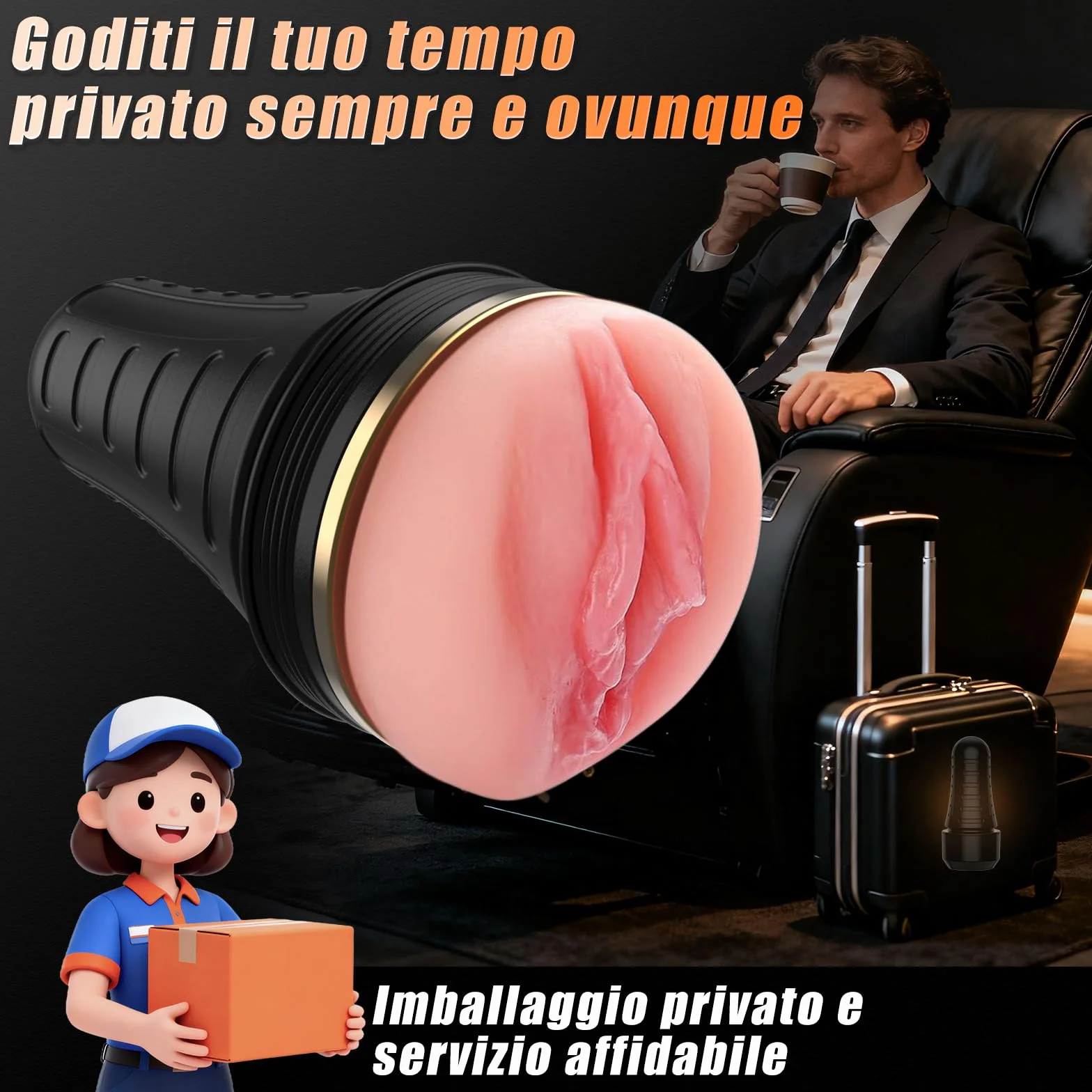 VIJISA Masturbatore Uomo Realista XXL – Sex Toy Morbido con Texture 3D e Rilievi Interni
