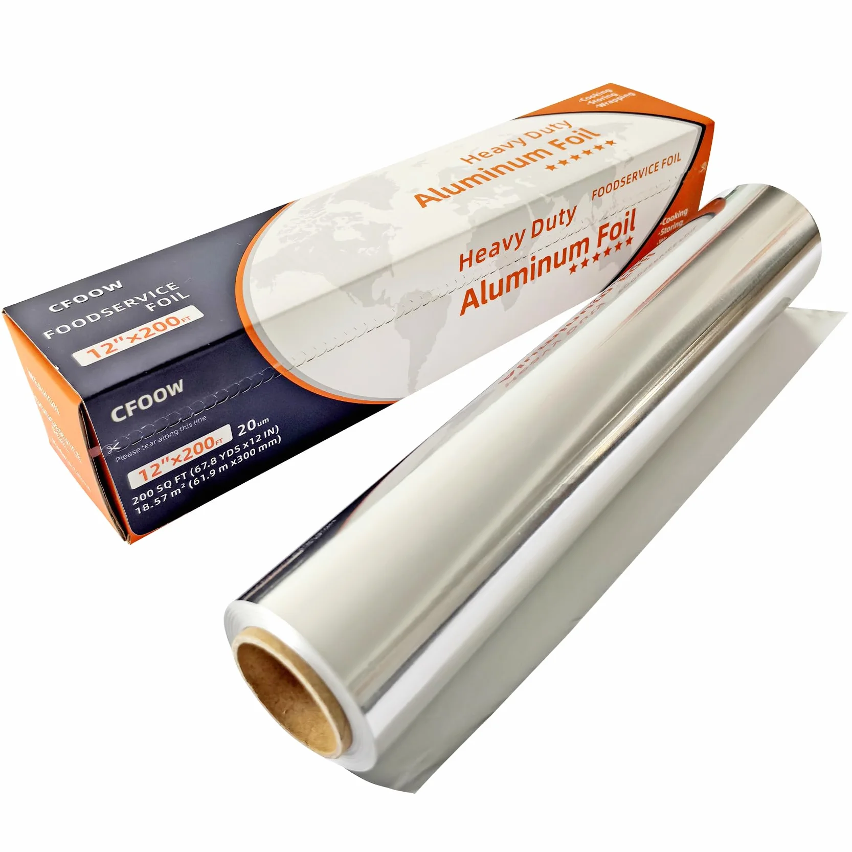 Carta Alluminio Extra Resistente – Spessore 20 Micron – 30 cm x 60 m – Per Airfryer, Forno & Barbecue – Con Taglierino Integrato – Qualità Professionale