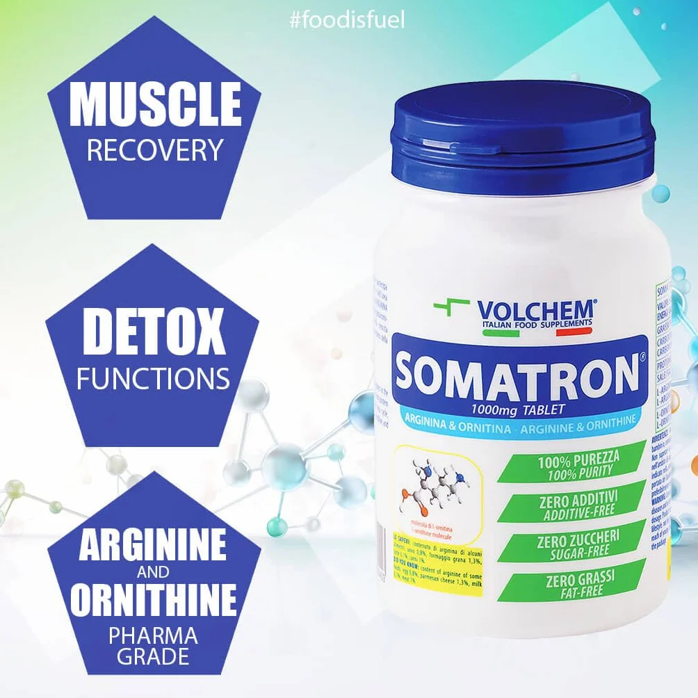 Volchem Somatron Tablet 300 Compresse 420 g Integratore Alimentare L-Arginina L-Ornitina