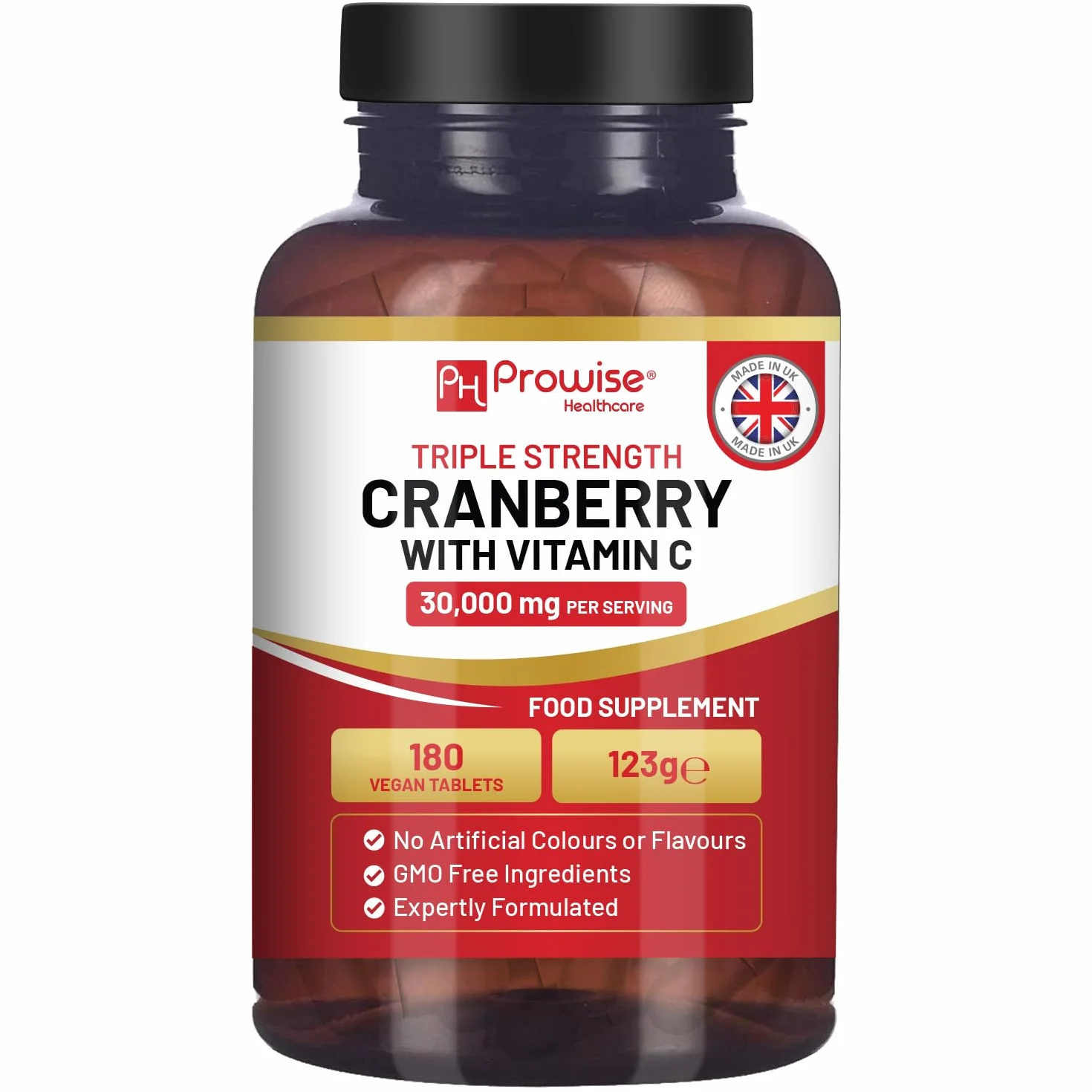 Mirtillo Rosso 30.000 mg con Vitamina C 180 Compresse Vegane Facili da Deglutire Prowise Healthcare