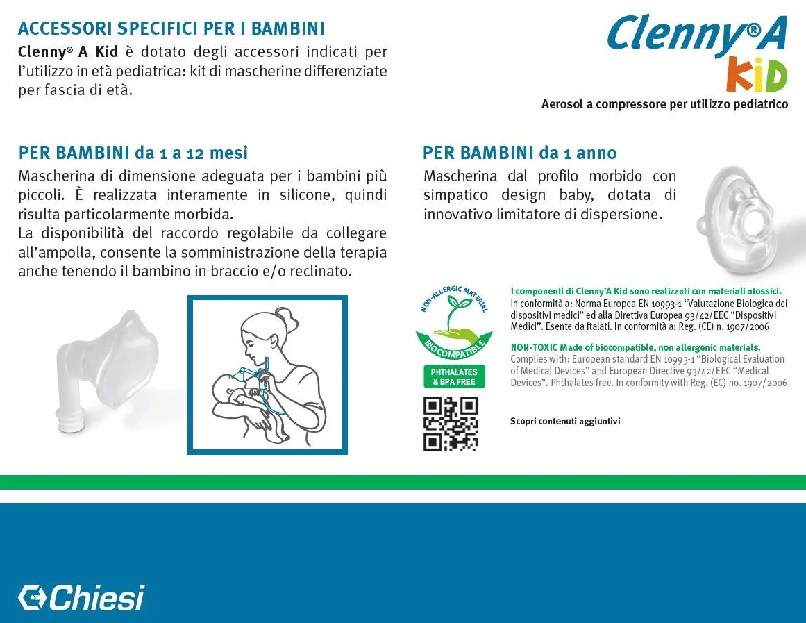 Clenny A Kid Aerosol a Compressore Pediatrico per Bambini e Neonati
