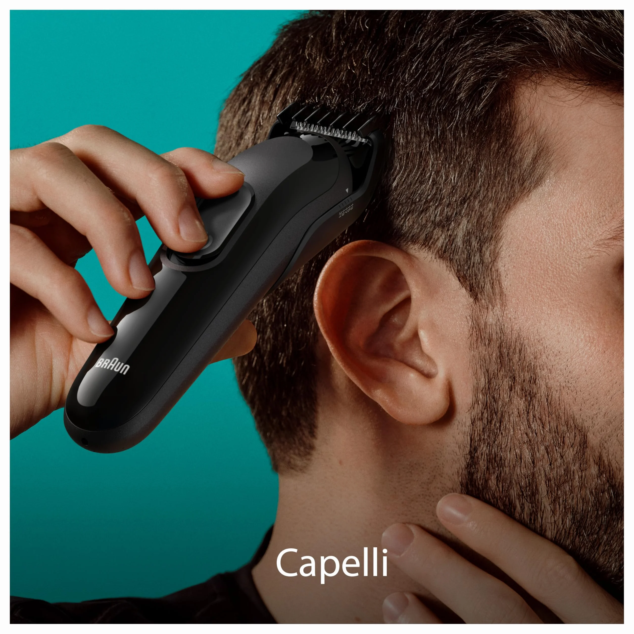 Braun REGOLABARBA Tagliacapelli Uomo, Rasoio Elettrico Barba e Capelli, 6-In-1 Styling Kit Ideale per Barba, Capelli, 50 Minuti Di Utilizzo Senza Fili, MGK3410