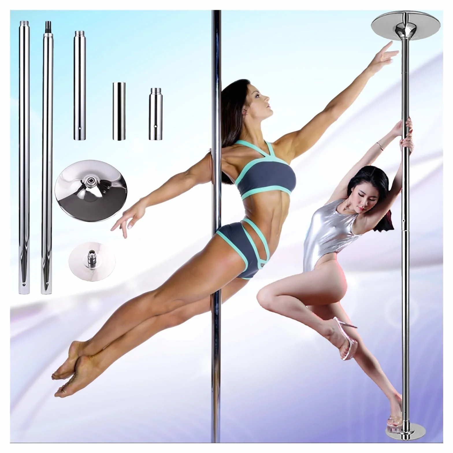 Kit per pole dance 45 mm portatile carico resistente 199,6 kg 2,24-3,8 m altezza