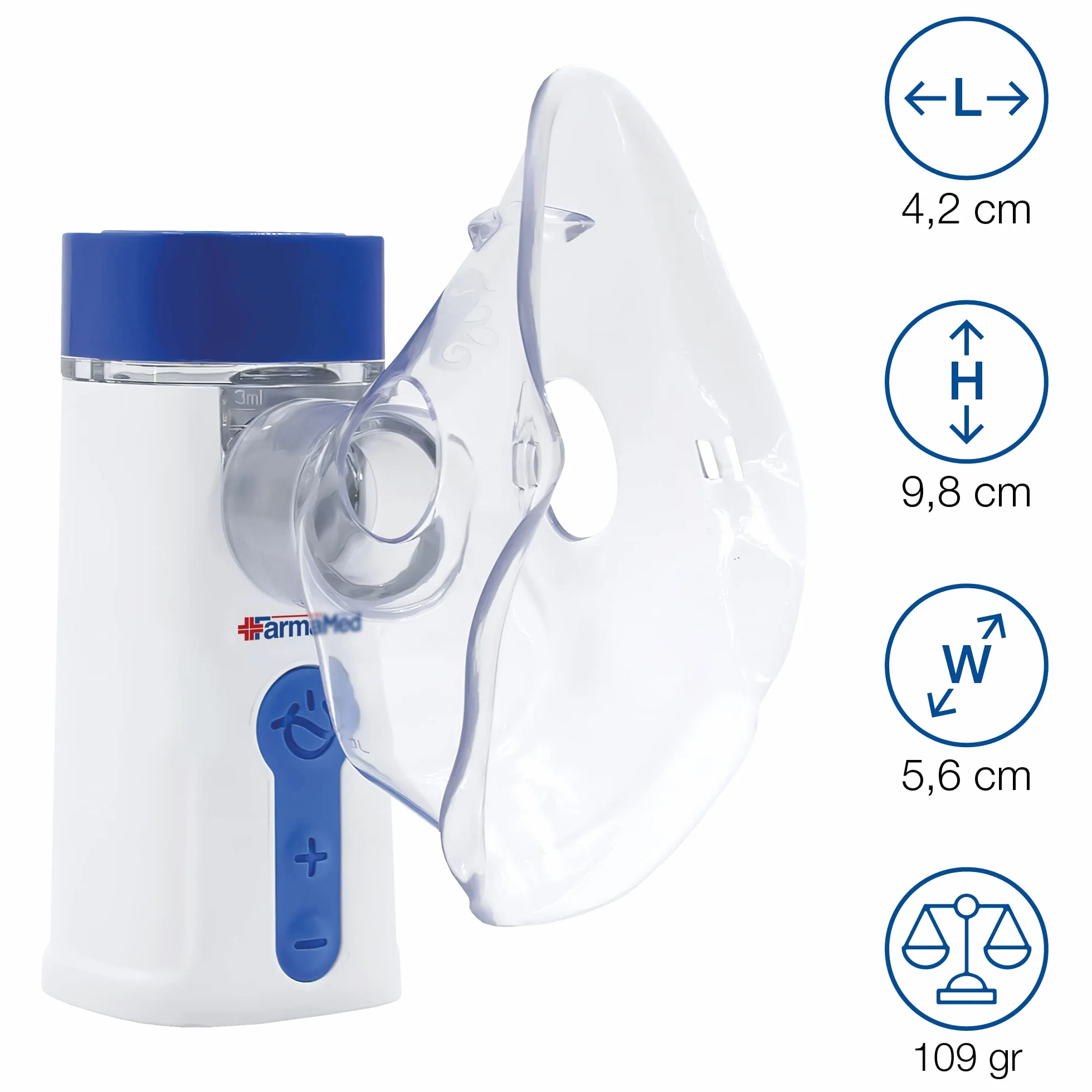 FARMAMED Nebulizzatore Mesh Silenzioso Portatile per Bambini e Adulti con Batteria Ricaricabile USB