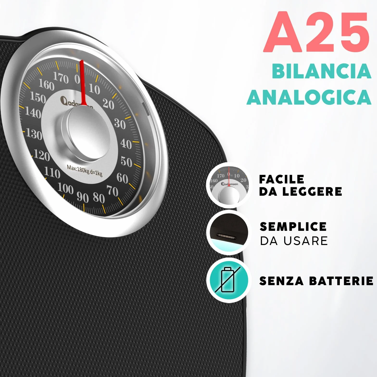 Adamson A25 Bilancia Pesapersone Meccanica Analogica 180 kg Accurata Gold