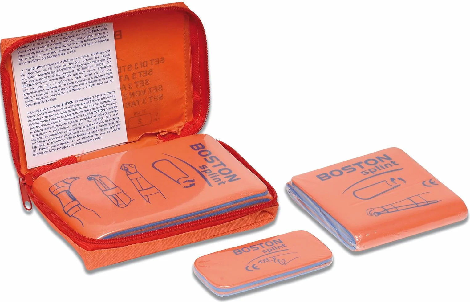 Kit Boston con stecche conformabili per fratture set 3 misure in borsetta nylon