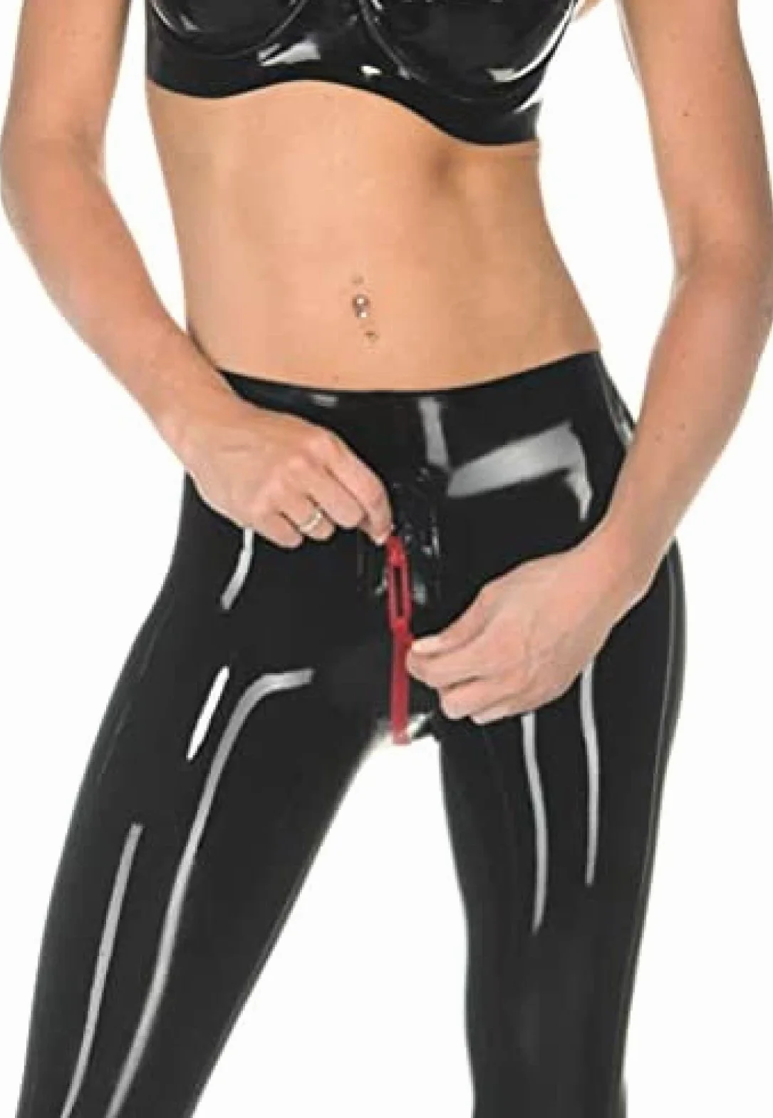 Latex Gummi Rubber Crotch Pantaloni Con Cerniera Rossa 0,4 Mm X-Piccolo