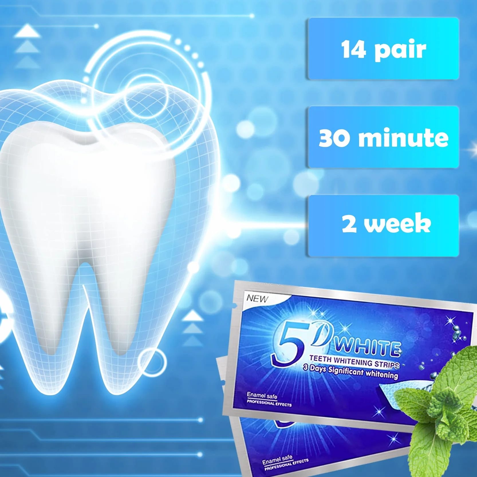 Sbiancante per Denti, 56 Strisce Sbiancanti Denti, Riduce Sensibilità dei Denti e Rimuove Macchie Dental