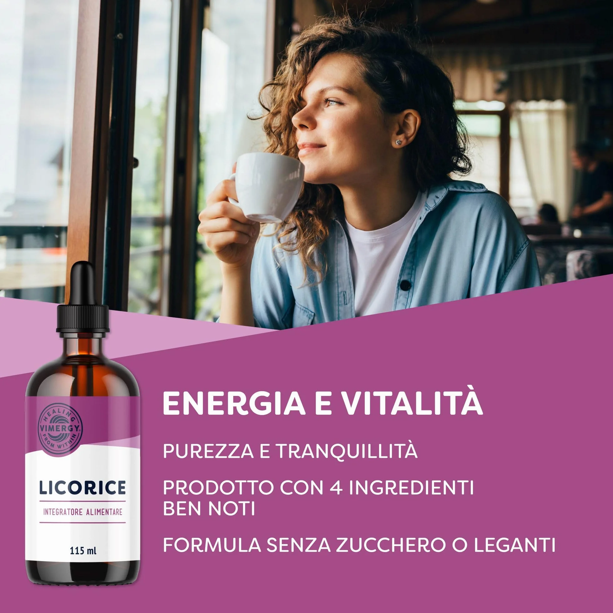 Vimergy Liquirizia Gocce Integratore Vegano 57 Dosi 115 ml Senza Zucchero Senza OGM