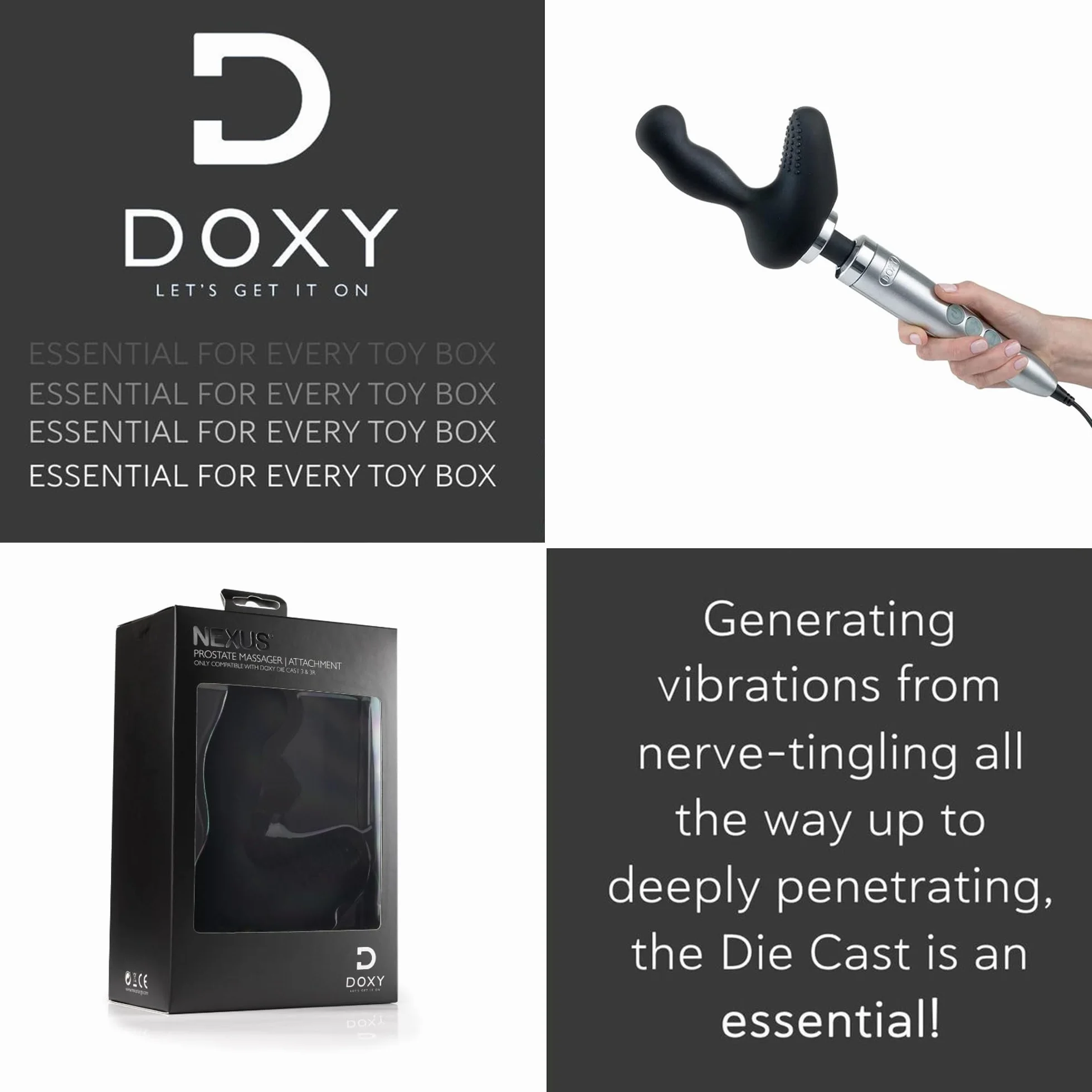 Doxy Die Cast 3 - Silicone Prostate Massager Wand Vibrator Attachment - 400 Gr