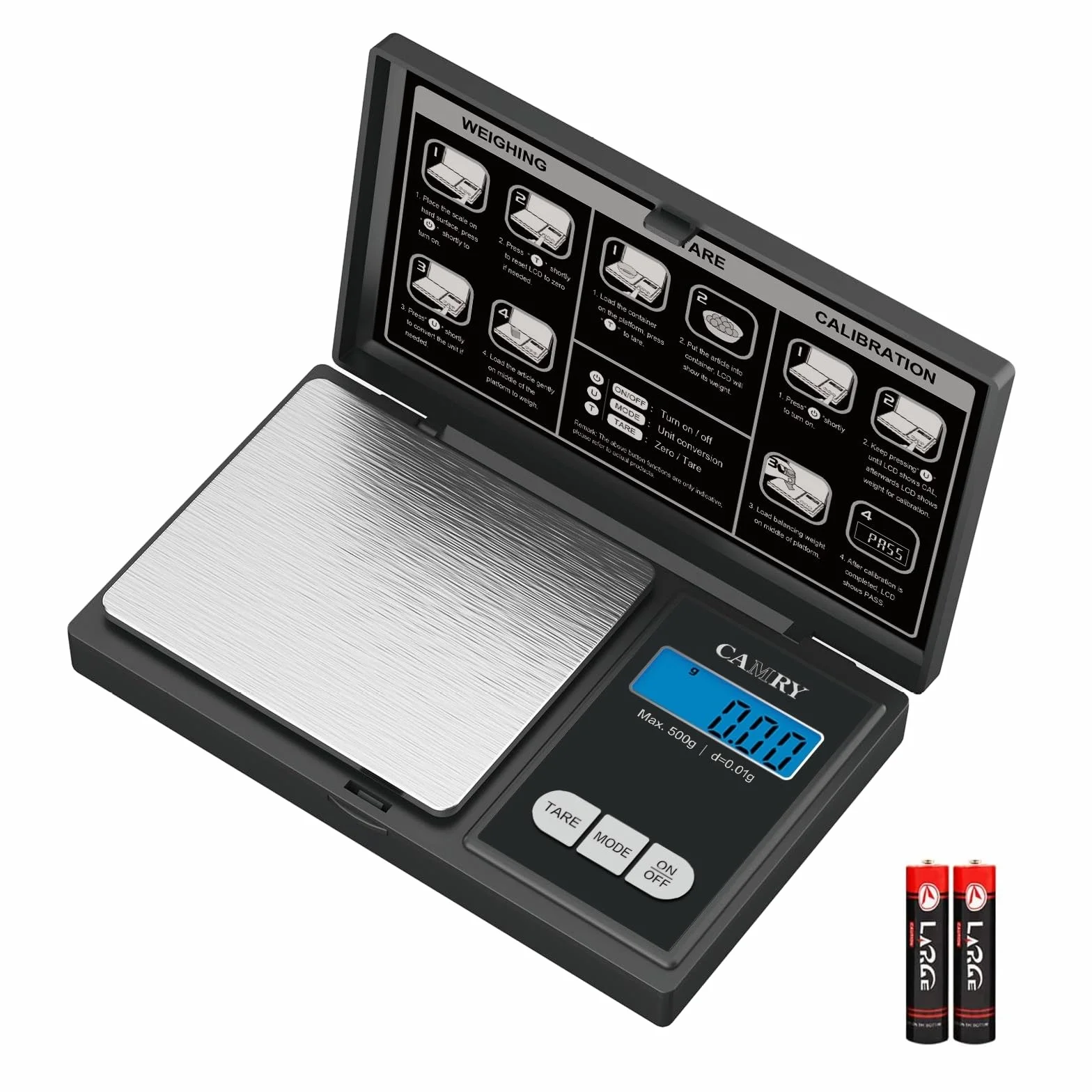 CAMRY Bilancia digitale tascabile 500g/0.01g professionale per gioielli oro cibo caffè erbe monete