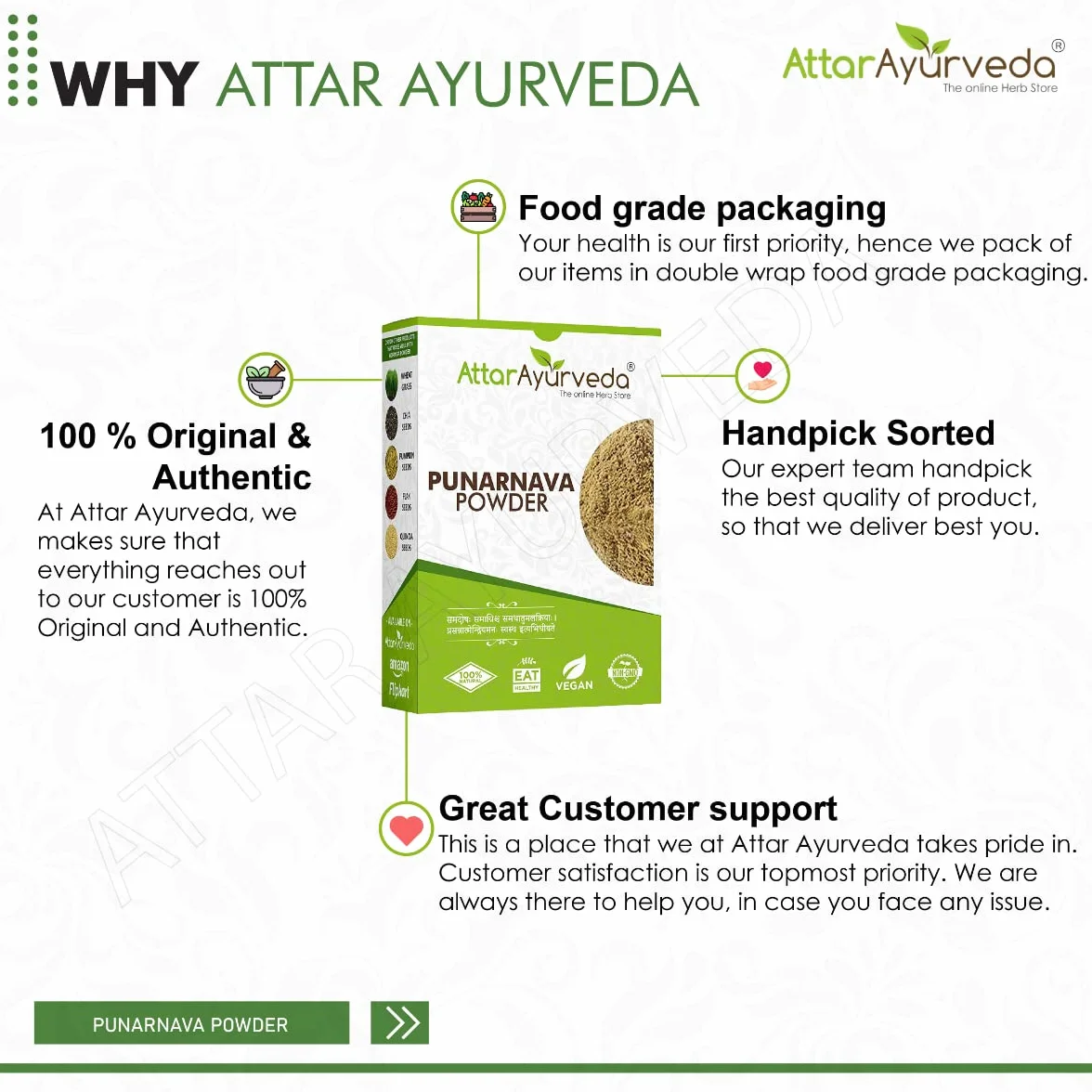 Attar Ayurveda Punarnava Powder 250gm Kidney Rejuvenation Fiber Pectin Natural Vegan Non-GMO