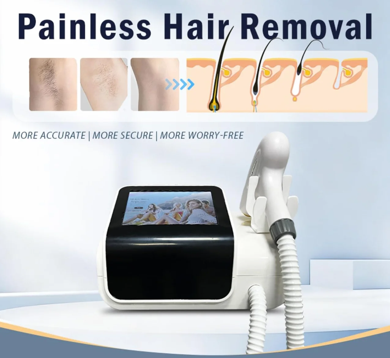 Dispositivo di epilazione laser a diodo, rimozione indolore e permanente dei peli su tutto il corpo, adatto a viso, braccia, gambe e zona bikini, unisex