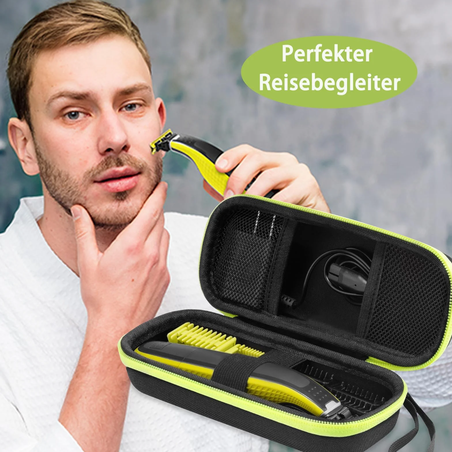 Guscio rigido da viaggio per Norelco Uomo Hybrid Trimmer e Rasoio Verde
