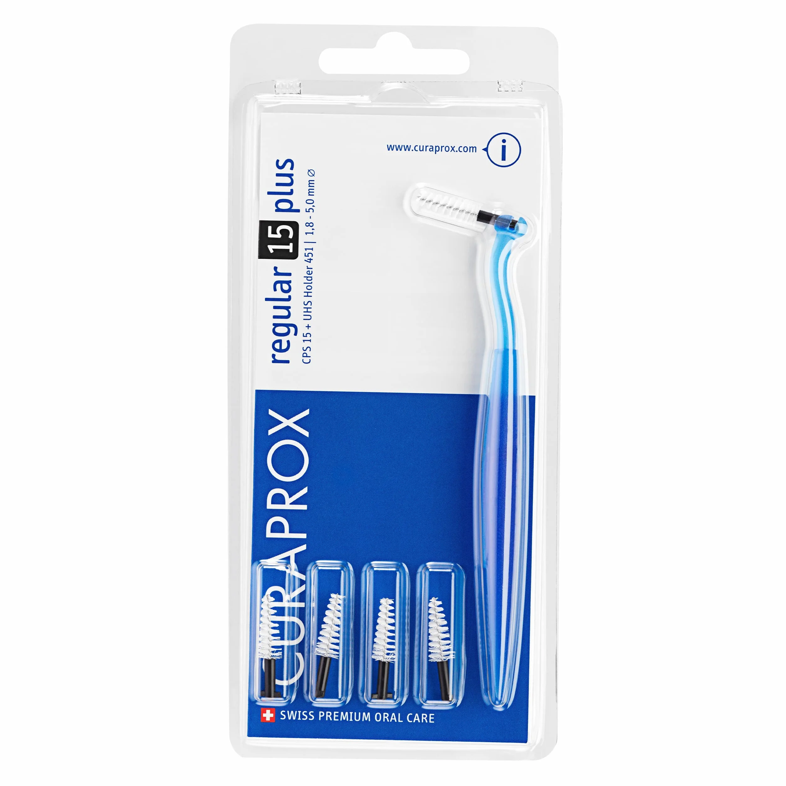 Curaprox Interdental Brush Set CPS 15 Regular Plus-Nero 5 spazzole con supporto UHS 451