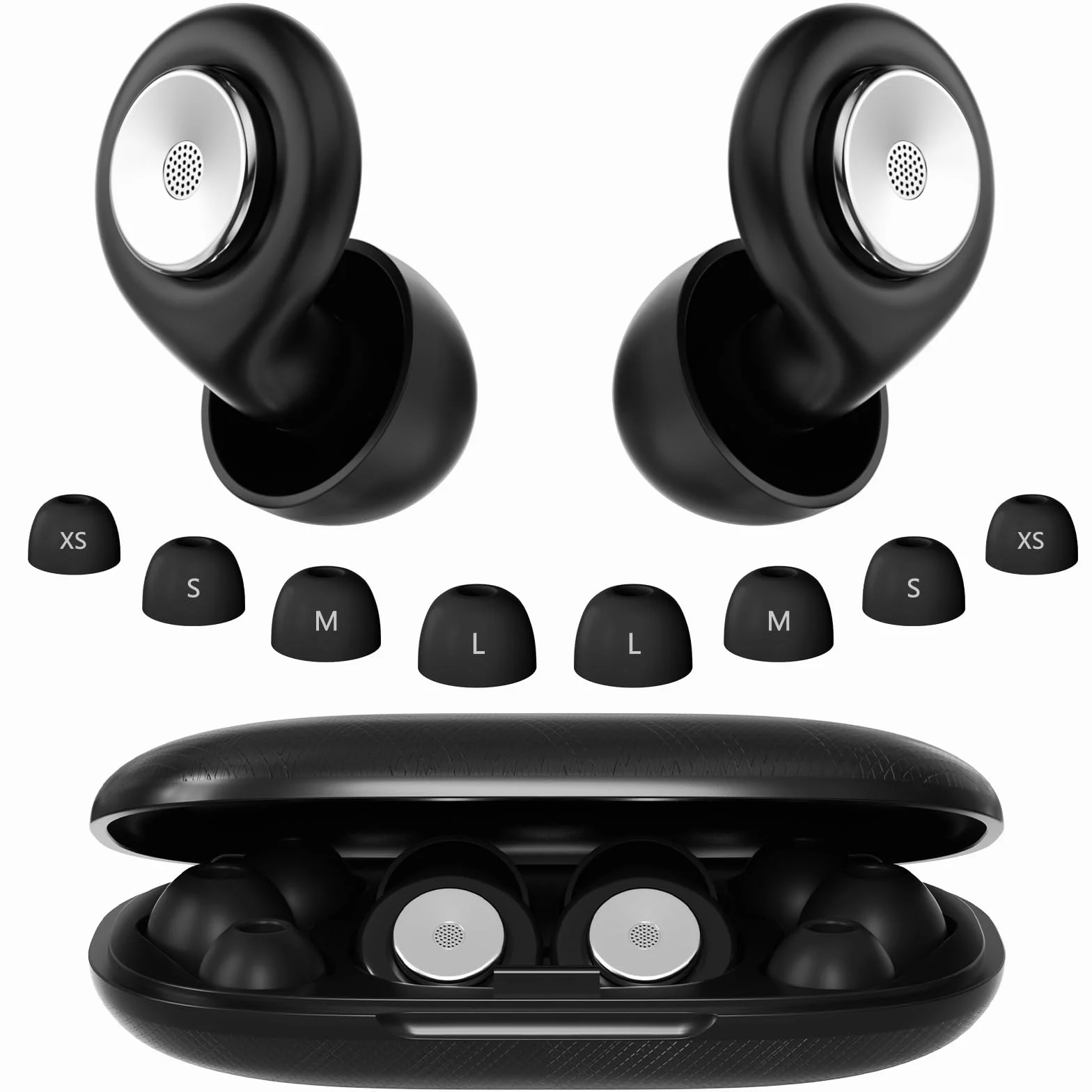 Tappi Orecchie Dormire, 45dB Protezione dell'udito, 2026 Nuovo Antirumore Quiet Silicone Auricolari, Riutilizzabile Earplugs con 8 Punte (XS/S/M/L) e Custodia, per Notte/Lavoro/Concerti - Nero