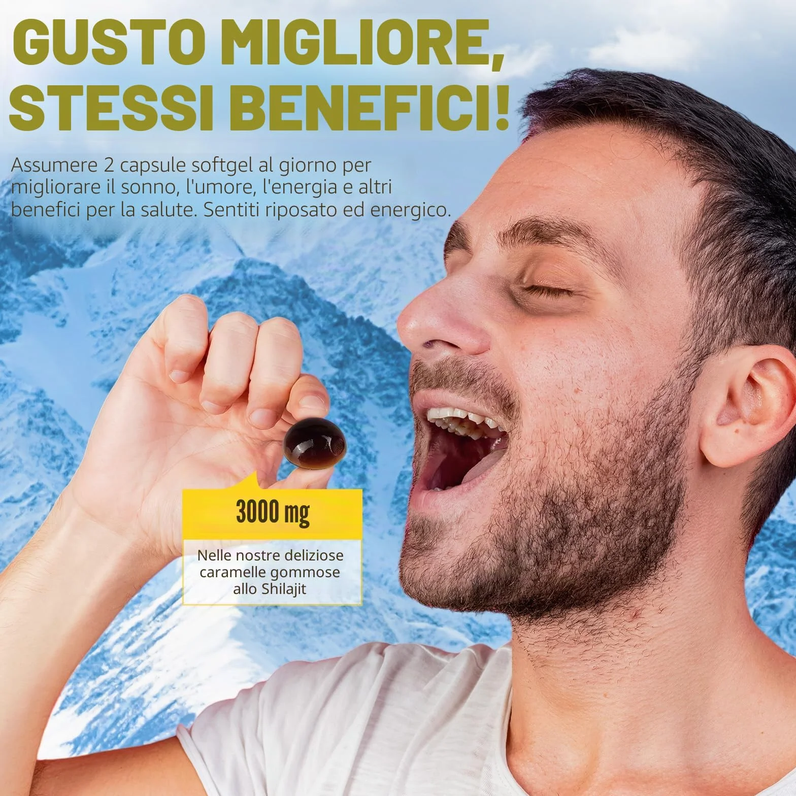 Shilajit - Orsetti gommosi 3000 mg, puro Himalaya Shilajit oro, oltre 85 oligoelementi, supporta il livello di energia, il sistema immunitario (1)