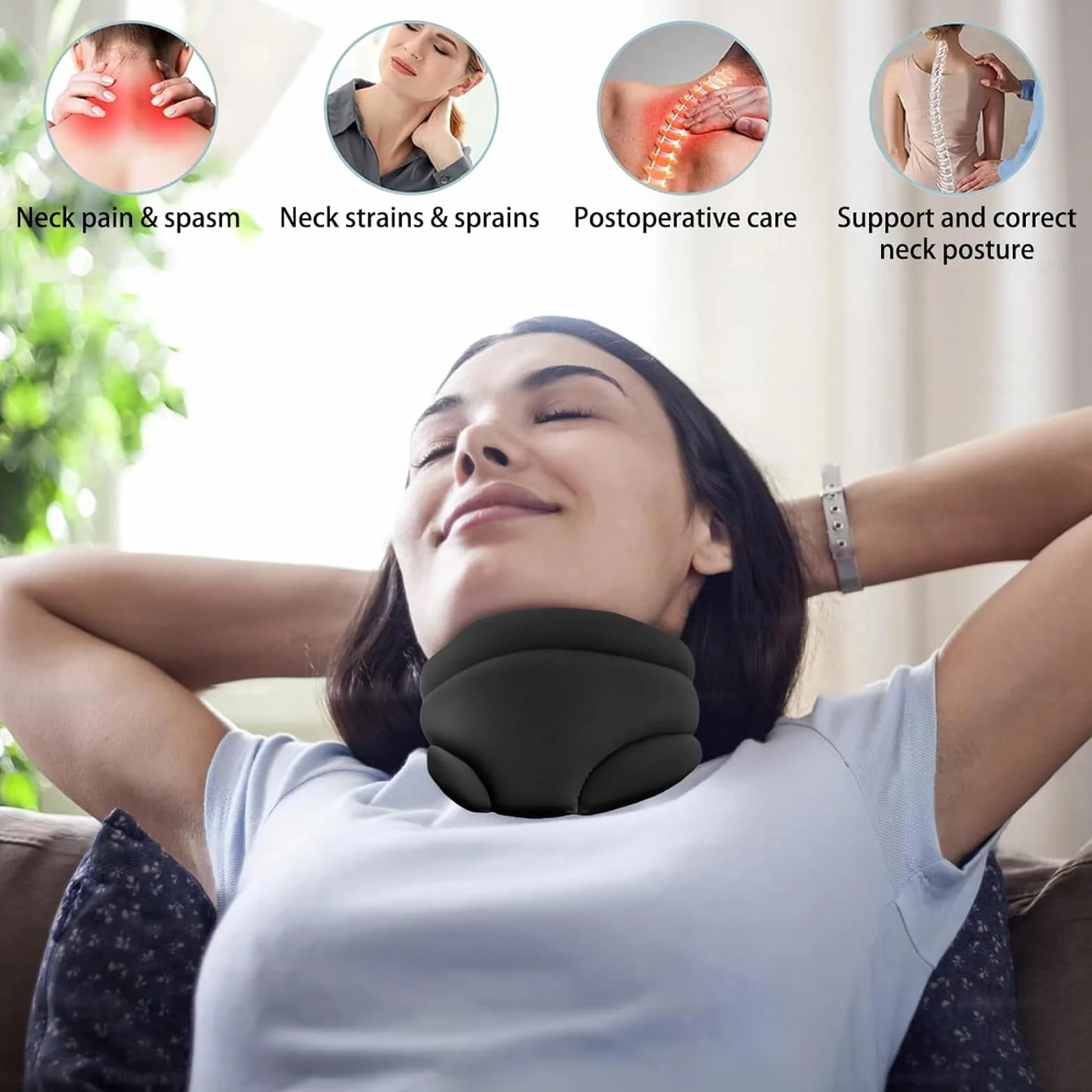 Collare Cervicale Morbido,Collare Per Cervicale Regolabile,Cervicale Collo Rimedi,Per Alleviare il Dolore e la Pressione Sul Collo,L,Adatto per Collo Circa 40 cm,Uomini-Donne,Per Lavorare,Dormire
