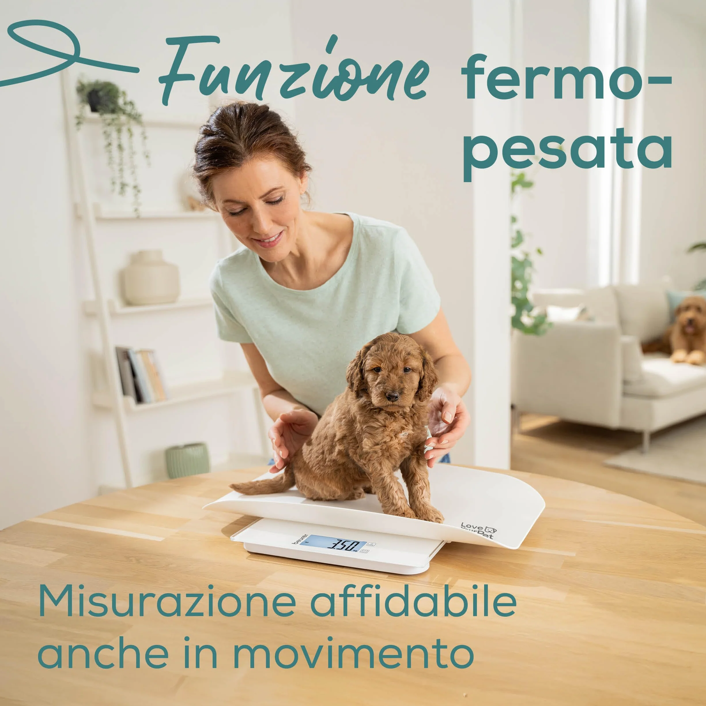 Beurer Love Your Pet Bilancia Polly per Animali Domestici e Persone, Piatto Rimovibile, 100g-180kg