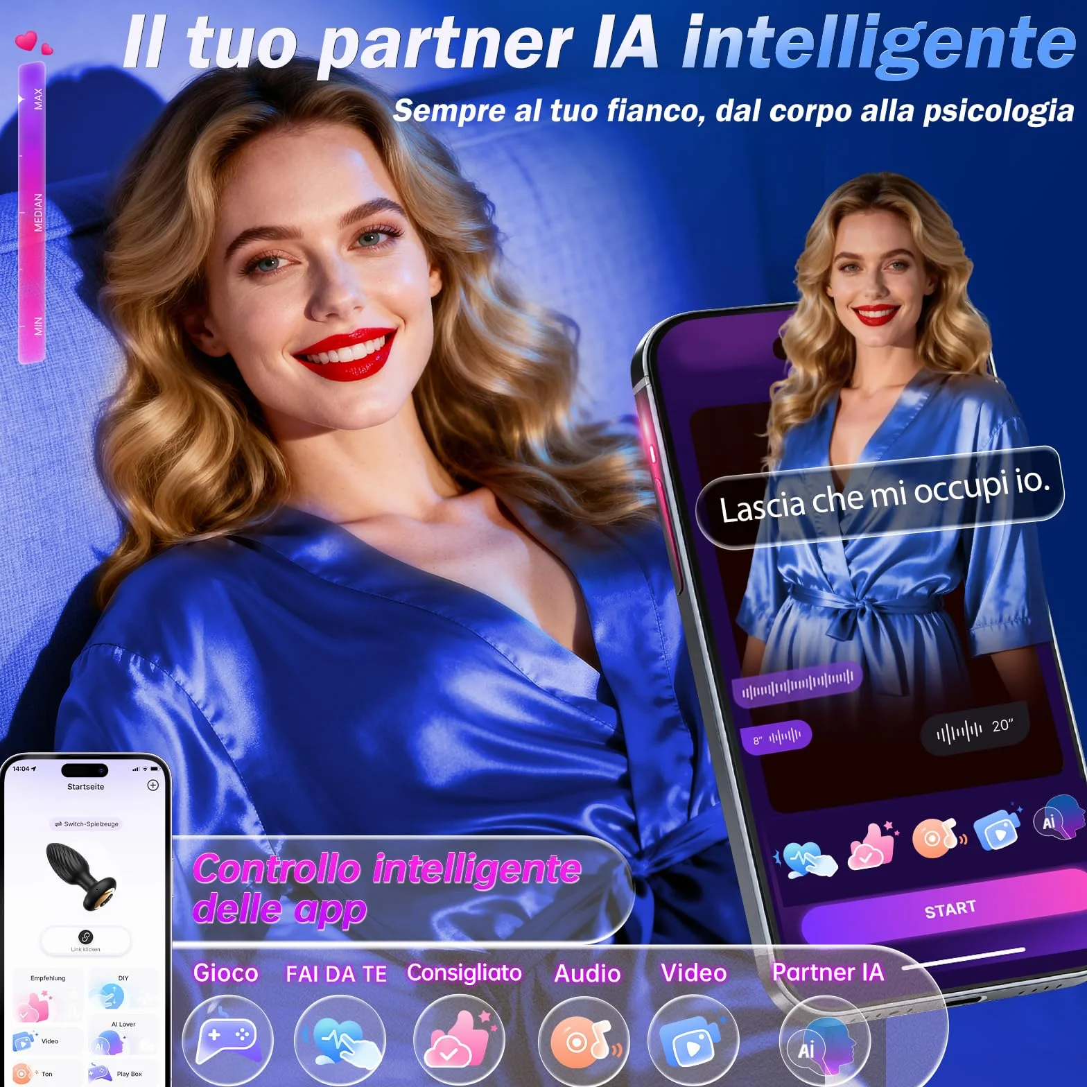 Vibratore Anale Dildo per Uomo con 7 Rotazione e 7 Vibrazione, Sex Toys Sessuali per Coppia