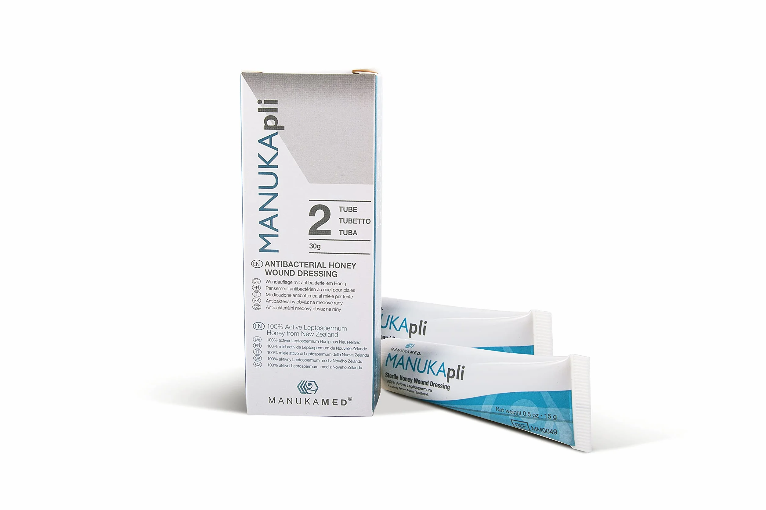ManukaMed MANUKA, qualità medica, cura delle ferite e della pelle, miele di Manuka bioattivo al 100%, unguento per le ferite e la guarigione, STERILE MGO 560+/2x15 g