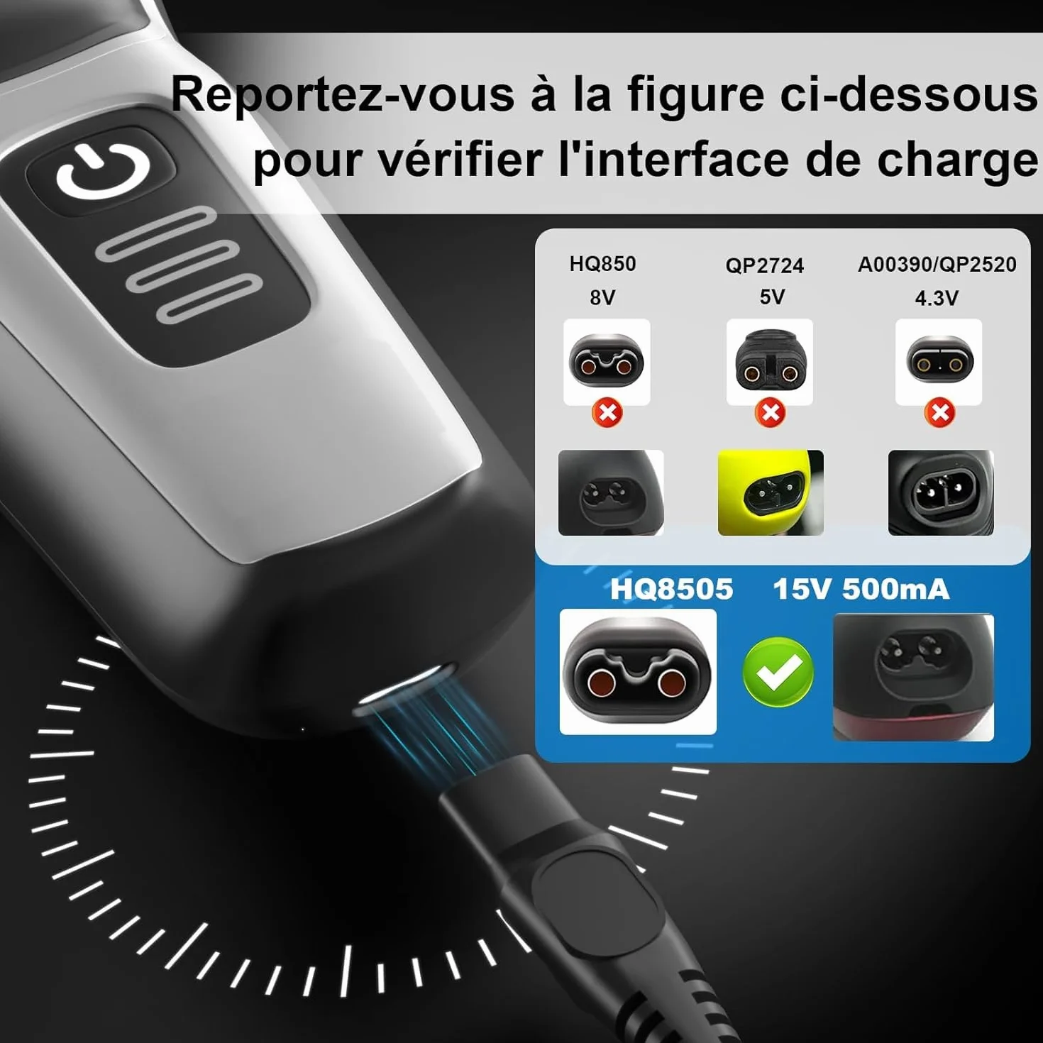Philips One Blade Pro Charger 15V HQ8505 for QP6510 QP6520 QP6530 QP6541 QP6550 QP6620 QP6650 QP6651 MG7745 MG7730 MG7720 MG720 1