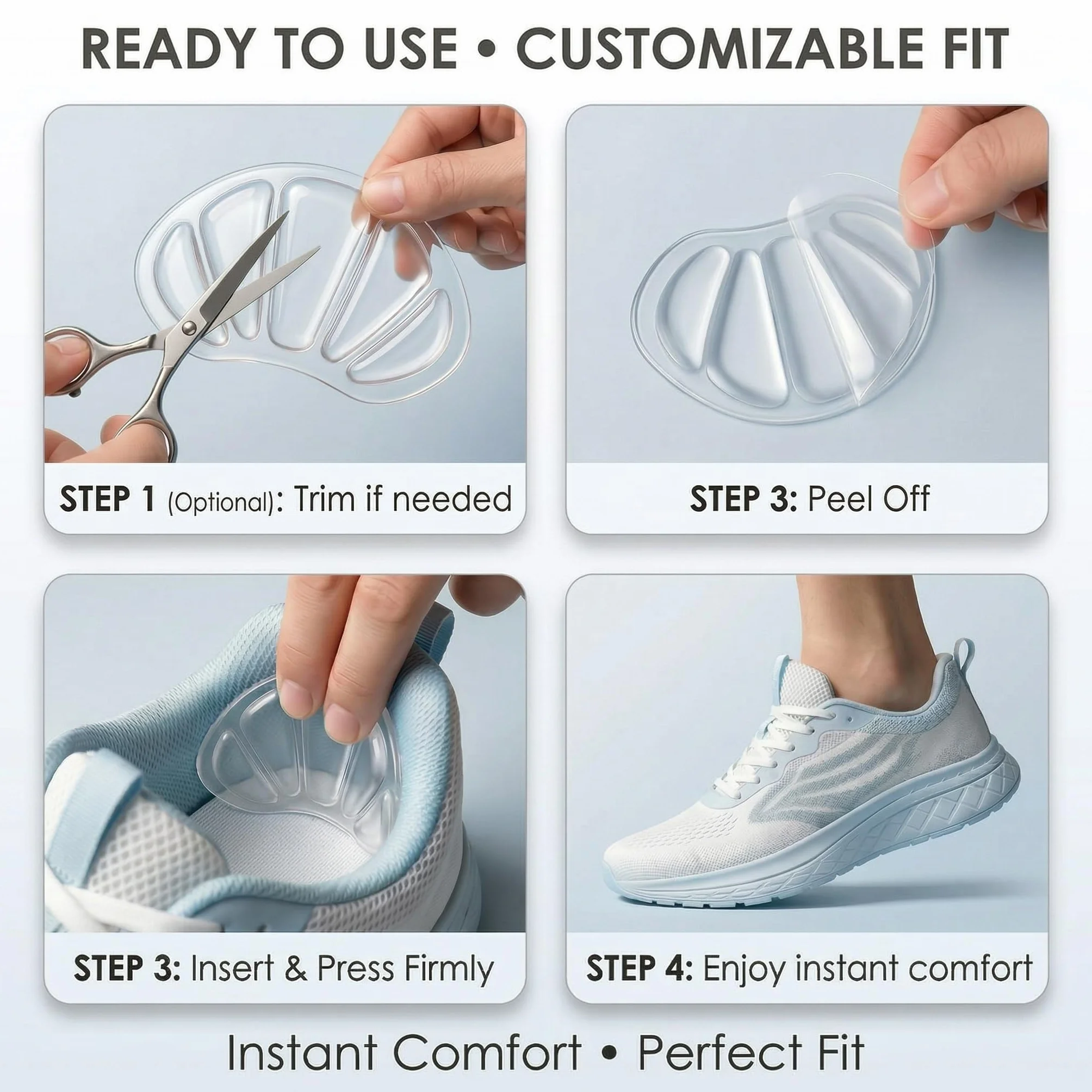 3 PAIA cuscinetti salva tallone per scarpe, proteggi tallone autoadesivo, solette antiscivolo, inserti gel morbidi per prevenire sfregamenti & vesciche